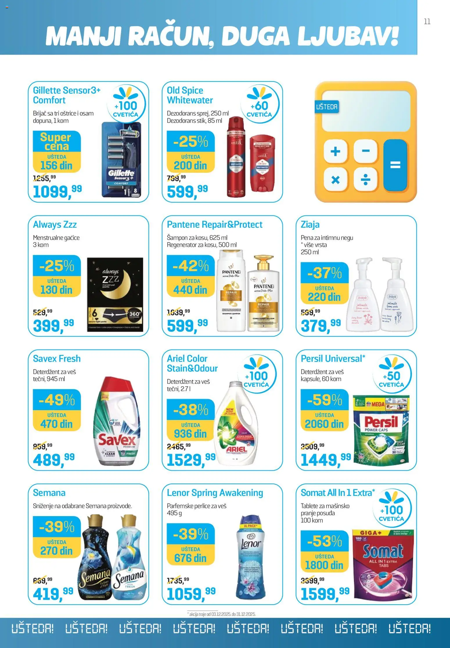 Lilly drogerie katalog - važi od 01.12.2025 | Strana: 11 | Proizvode: Gillette, Somat, Gaćice, Dezodorans