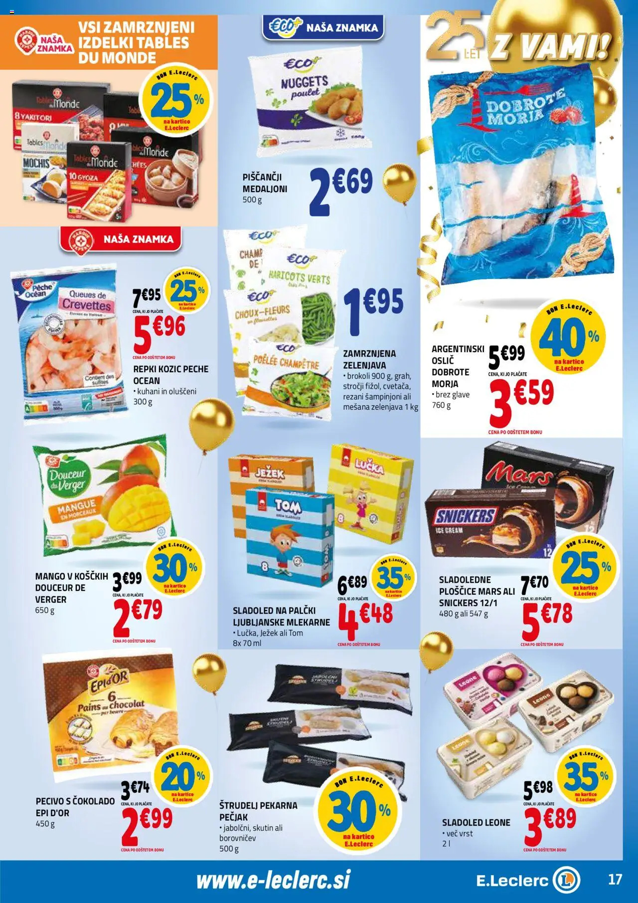 E.leclerc katalog │ velja od 18.06.2025 | Stran: 17 | Izdelki: Oslič, Pekarna, Ploščice, Zelenjava