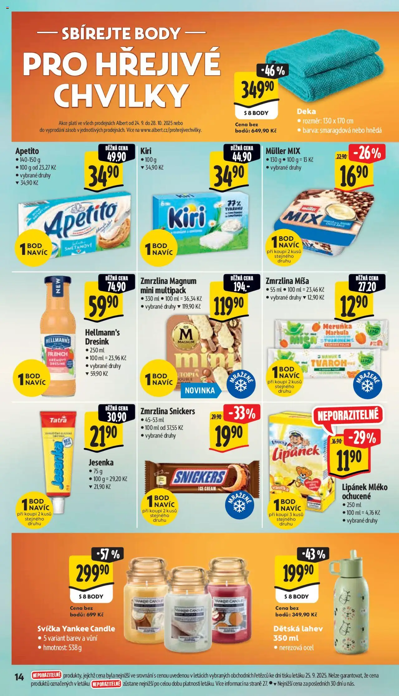 Albert leták - Supermarket od 01.10.2025 | Strana: 22 | Produkty: Yankee Candle, Tvaroh, Deka, Svíčka