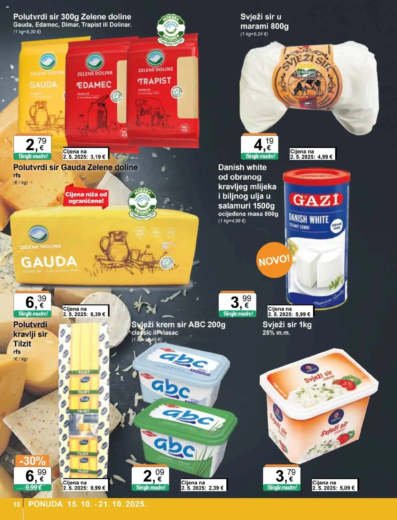 KTC katalog | vrijedi od 15.10.2025 | Stranica: 18 | Proizvodi: Krem sir, Sir, Trapist, Svježi sir