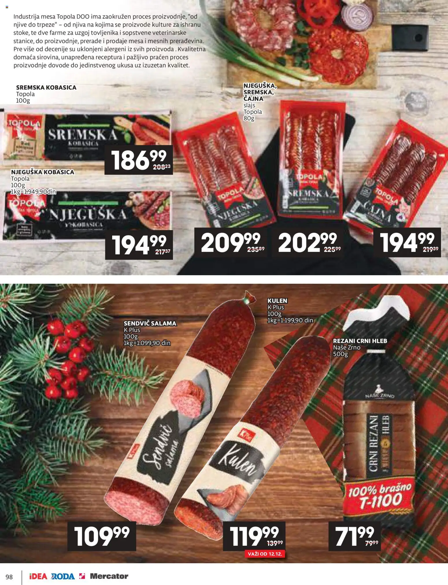 Idea katalog - važi od 11.12.2025 | Strana: 98 | Proizvode: Brašno, Kulen, Hleb, Kobasica