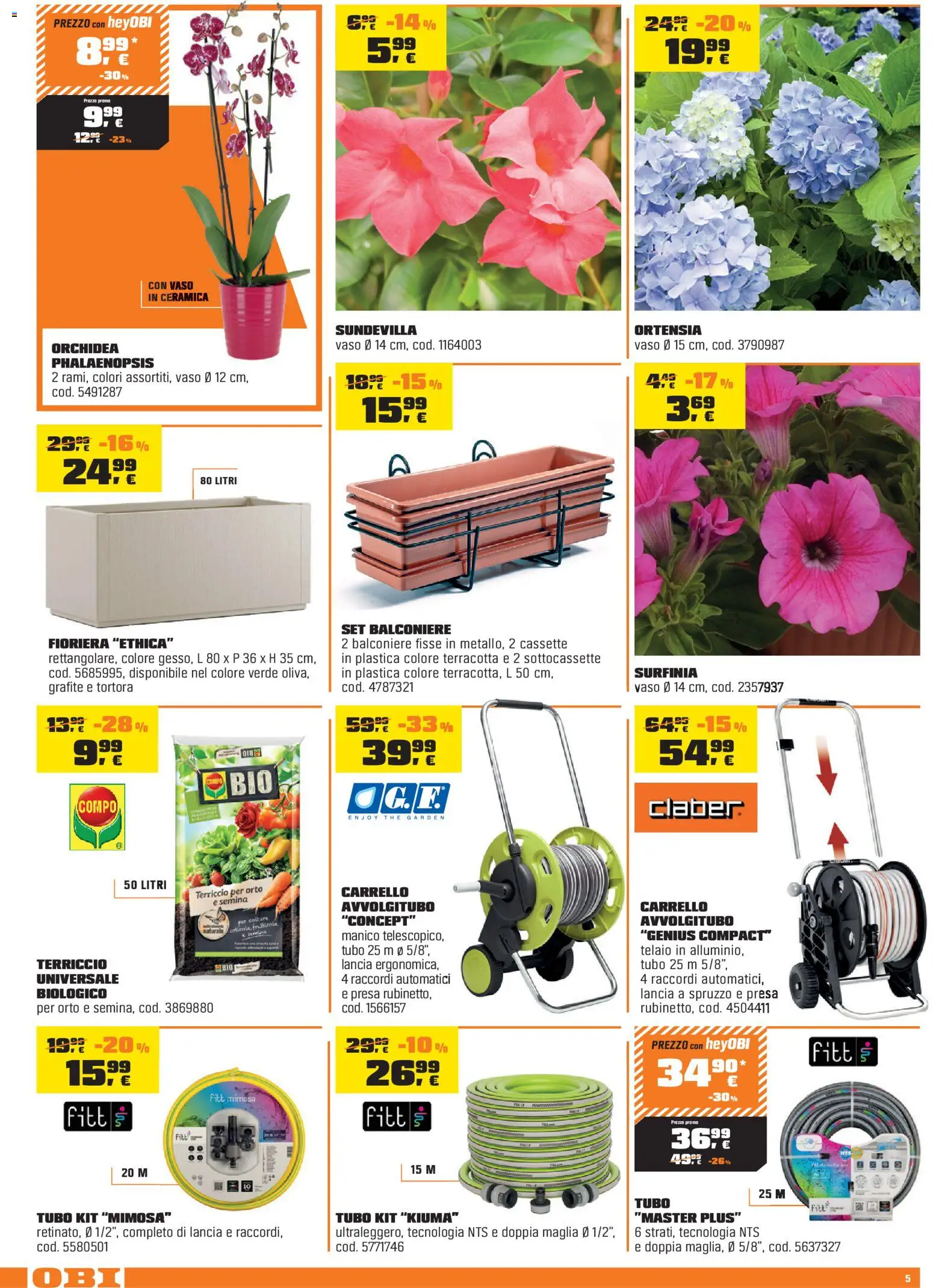 Volantino OBI del 02.04.2026 | Pagina: 5 | Prodotti: Tubo, Carrello, The, Presa