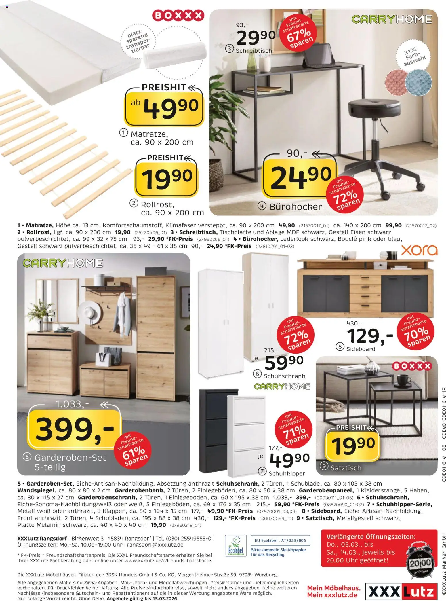 XXXL Lutz Junges Wohnen – gültig ab 01.03.2026 | Seite: 8 | Produkte: Sideboard, Garderobenset, Schuhkipper, Uhr