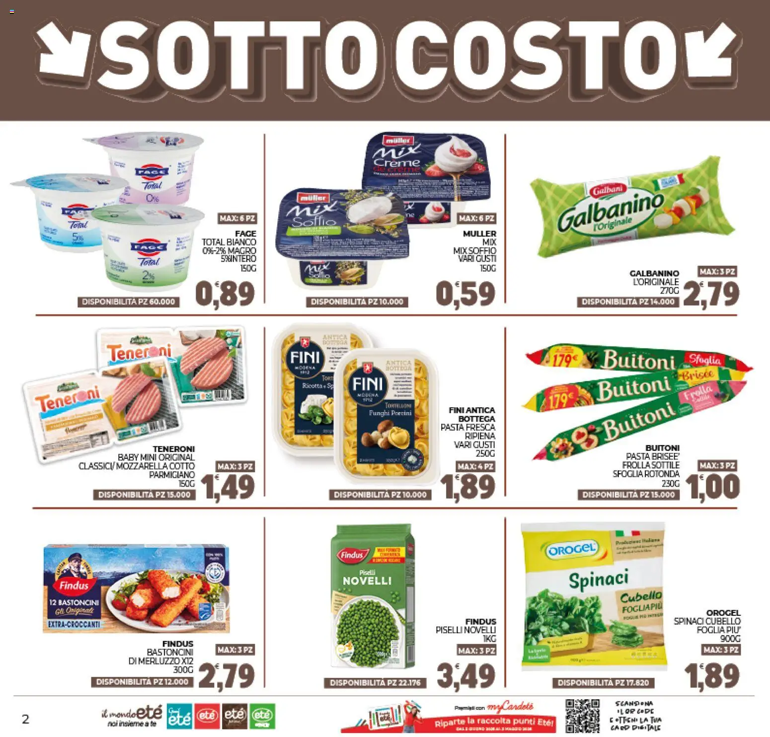 Volantino Eté del 27.01.2026 | Pagina: 2 | Prodotti: Spinaci, Tortelloni, Parmigiano, Pasta brisée