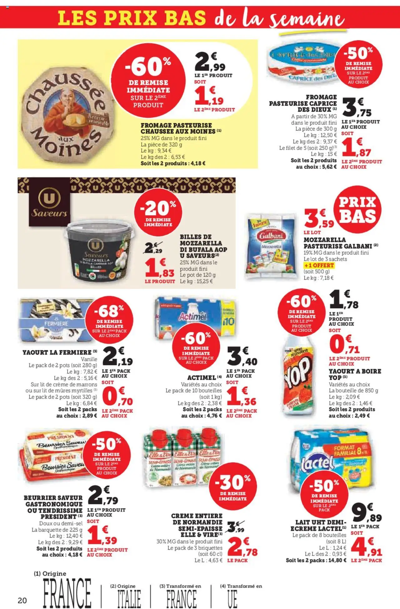  | Page: 20 | Produits: Chaussée aux Moines, Mozzarella, Fromage, Crème