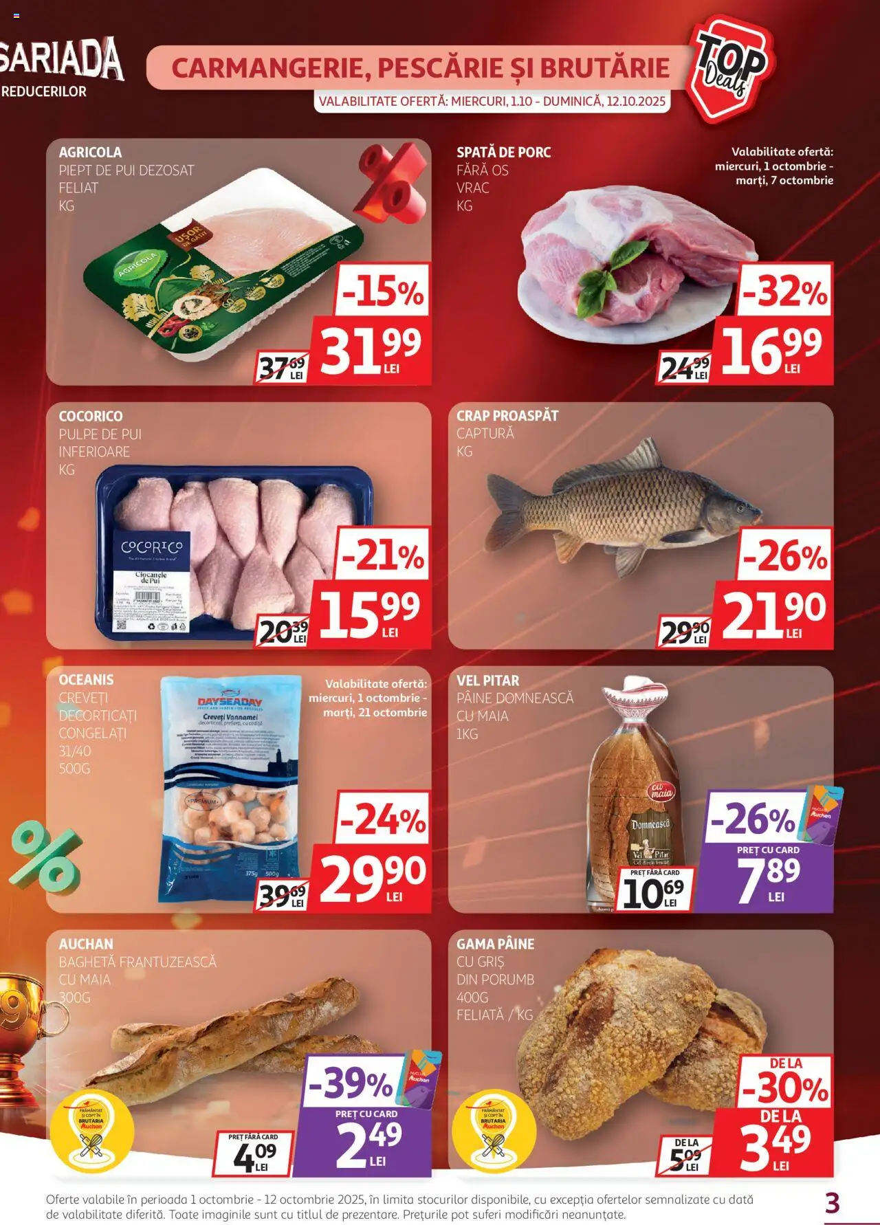 Noul catalog Auchan – valabil de la 01.10.2025 | Pagină: 3 | Produse: Hacıyatmaz Kedi Oyuncağı, Pâine, Porumb