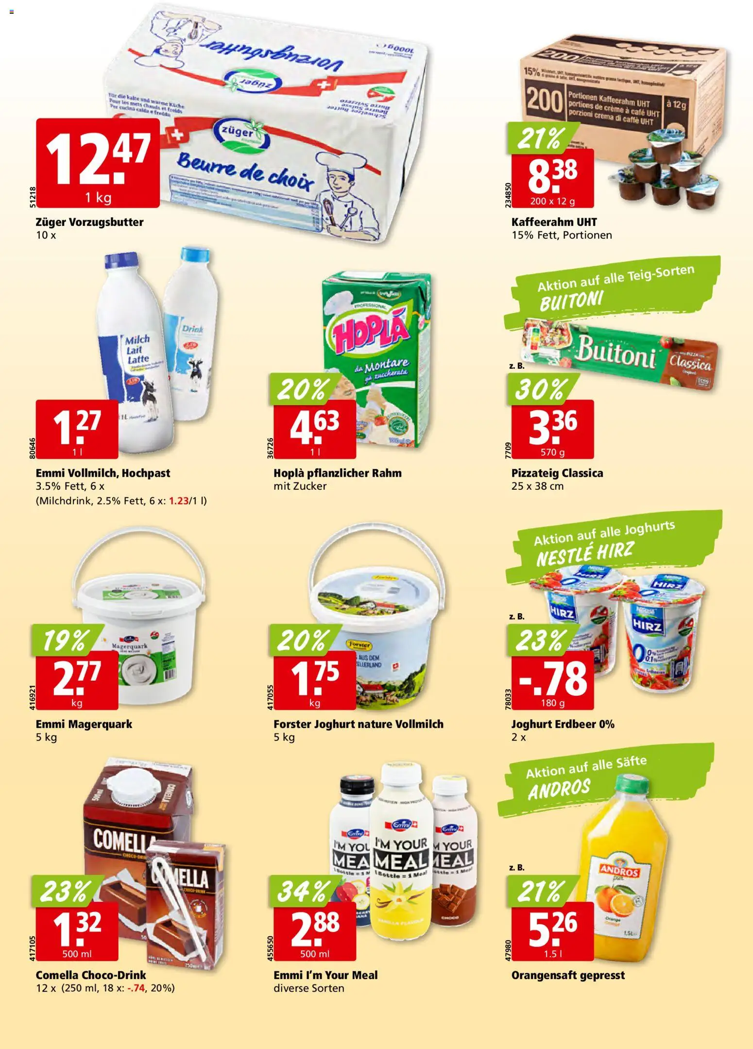 Aligro Aktionen Schlieren, Gossau SG, Frauenfeld, Rapperswil-Jona, Sargans, Bern, Brüttisellen, Pratteln, Emmen, Spreitenbach – gültig ab 02.03.2026 | Seite: 14 | Produkte: Orangensaft, Joghurt, Zucker, Creme