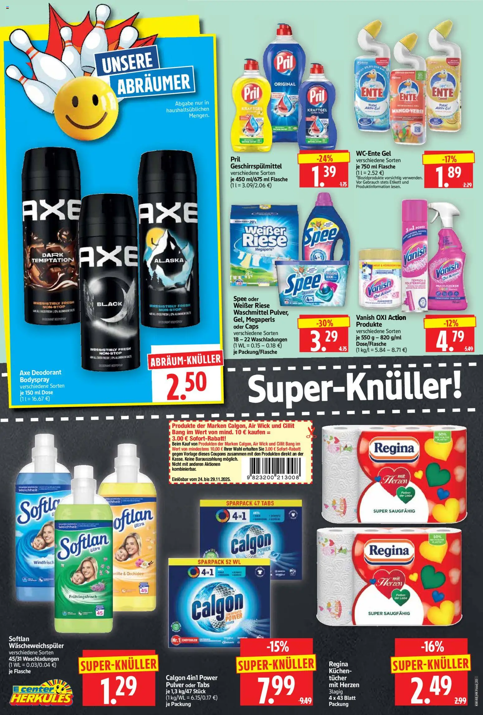 HERKULES Prospekt 	 – gültig ab 24.11.2025 | Seite: 20 | Produkte: Deodorant, Waschmittel, Pril, Kuchen