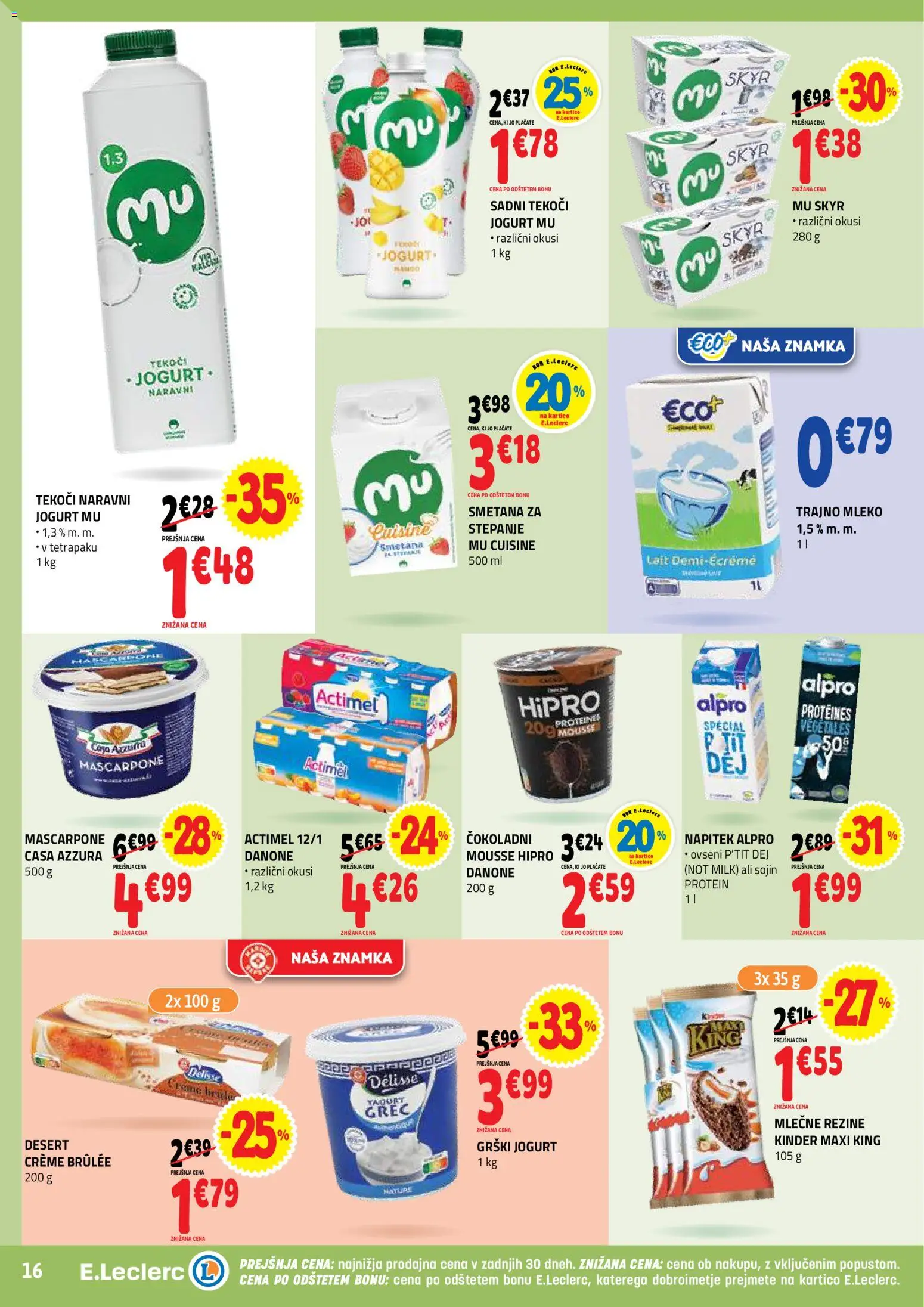 Novi E.leclerc katalog ponudbe – veljaven od 05.11.2025 | Stran: 16 | Izdelki: Grški jogurt, Skyr, Mleko, Jogurt