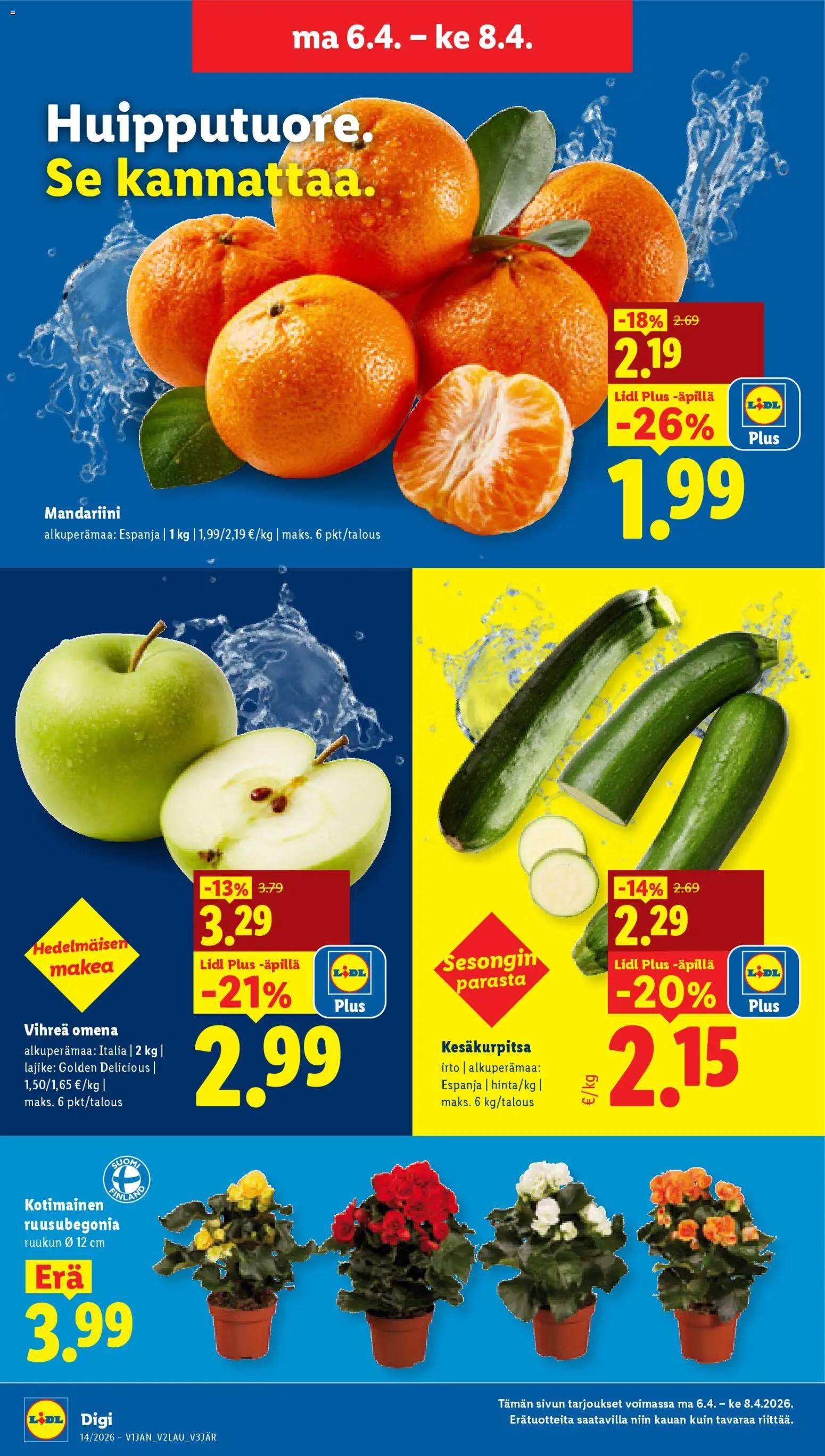 Lidl tarjoukset – voimassa 01.04.2026 alkaen | Sivu: 19 | Tuotteet: Kesäkurpitsa