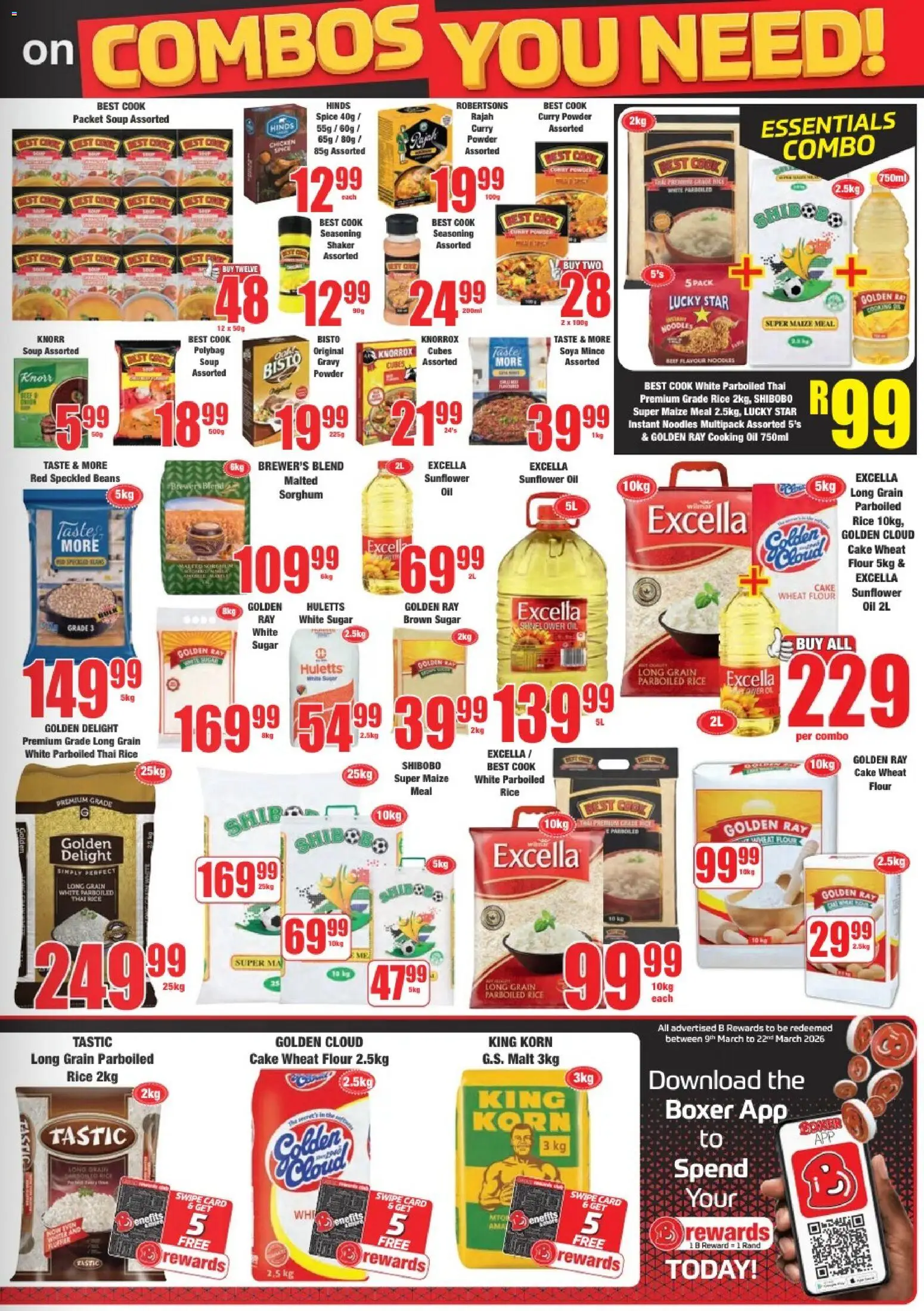 New Boxer catalogue – valid from 23.02.2026 | Page: 9 | Products: Maize meal, Noodles, Gravy, Curry powder