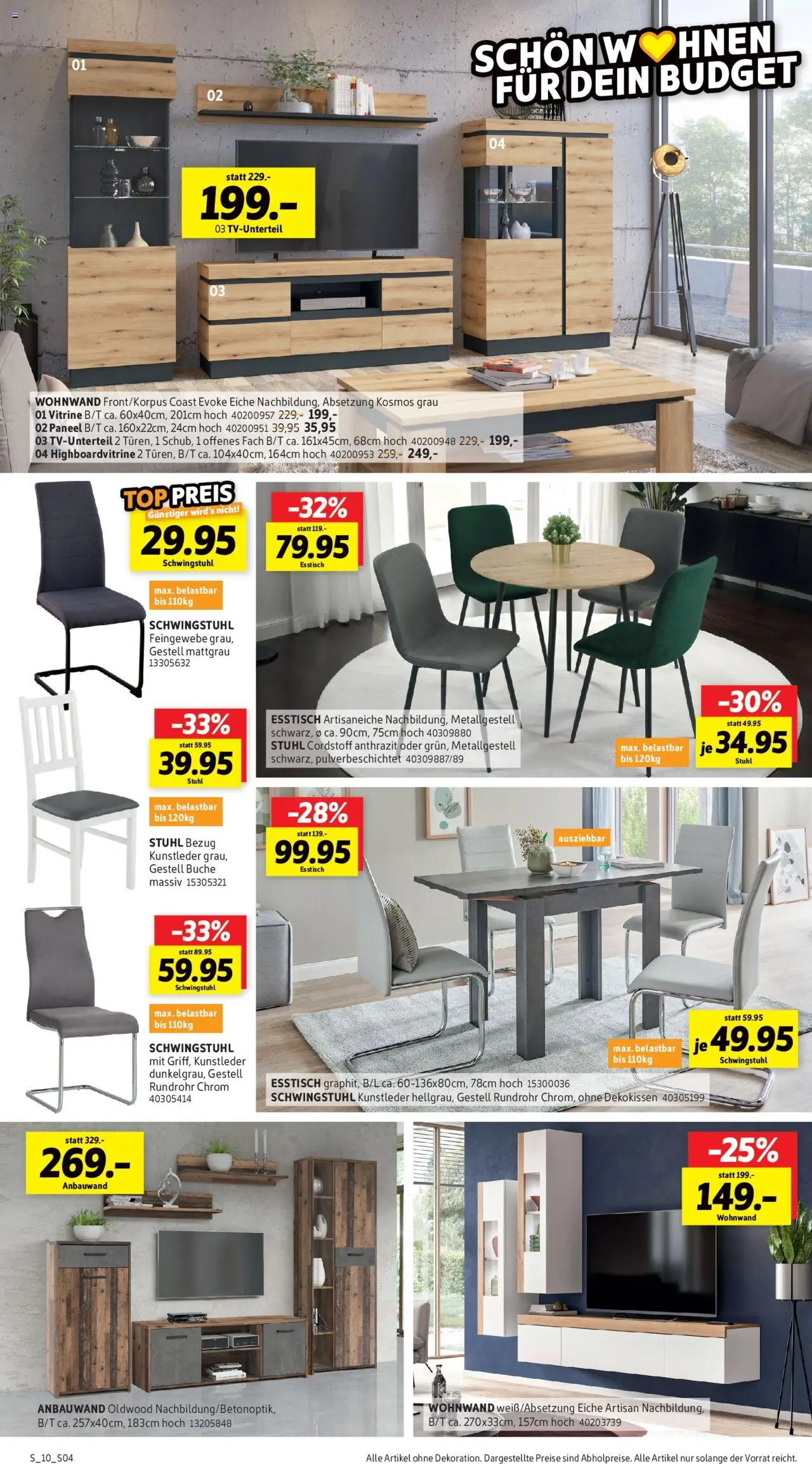 Sconto Prospekt 	 – gültig ab 22.09.2025 | Seite: 4 | Produkte: Top, Wohnwand, Esstisch, Vitrine