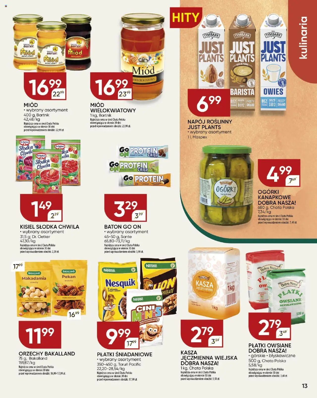 Chata Polska Gazetka od 11.09.2025 | Strona: 13 | Produkty: Miód, Kasza, Miód gryczany, Płatki