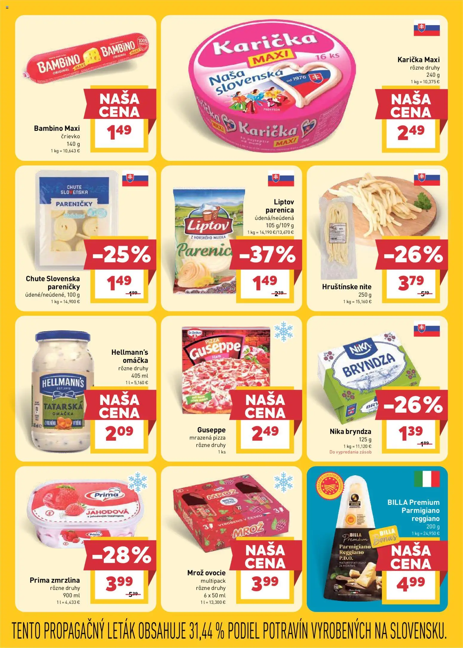 Nové Billa akcie – leták je platný od 22.04.2026 | Strana: 11 | Produkty: Pizza, Zmrzlina, Bryndza, Ovocie