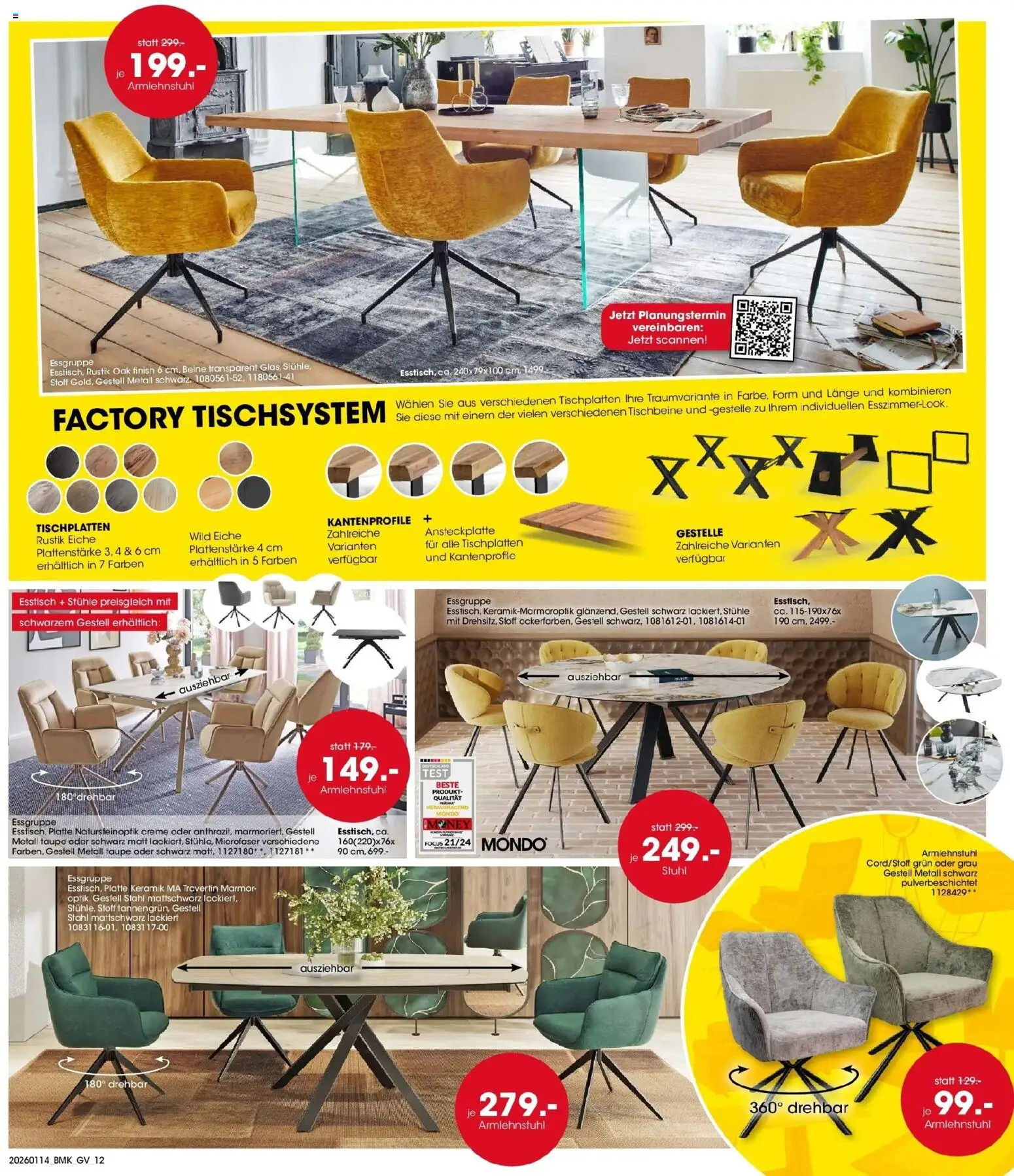 Möbel Martin Prospekt Sale  – gültig ab 14.01.2026 | Seite: 12 | Produkte: Esstisch, Stuhl, Finish, Creme