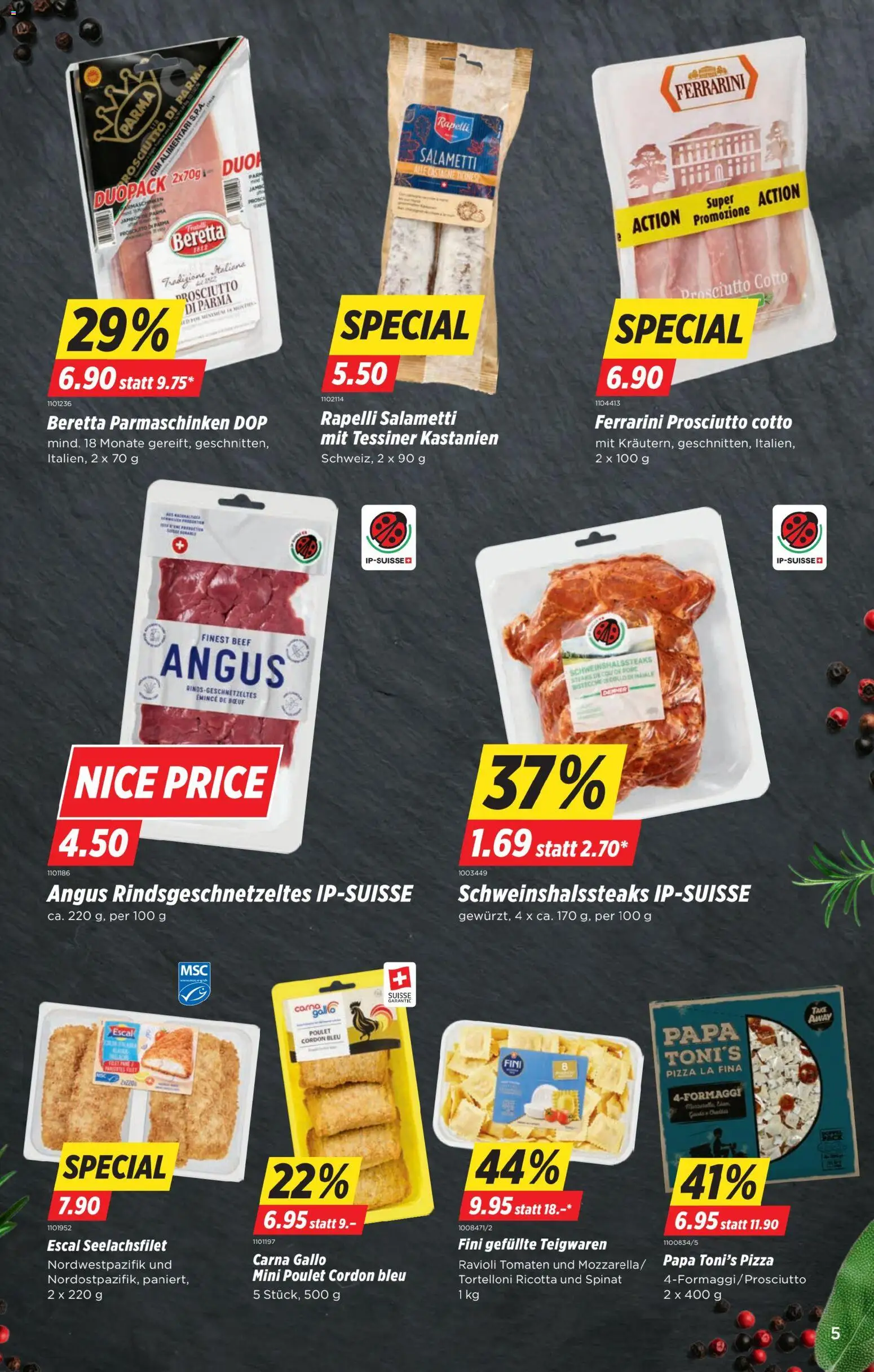 Denner Aktionen – gültig ab 27.01.2026 | Seite: 5 | Produkte: Salami, Teigwaren, Pizza, Tomaten