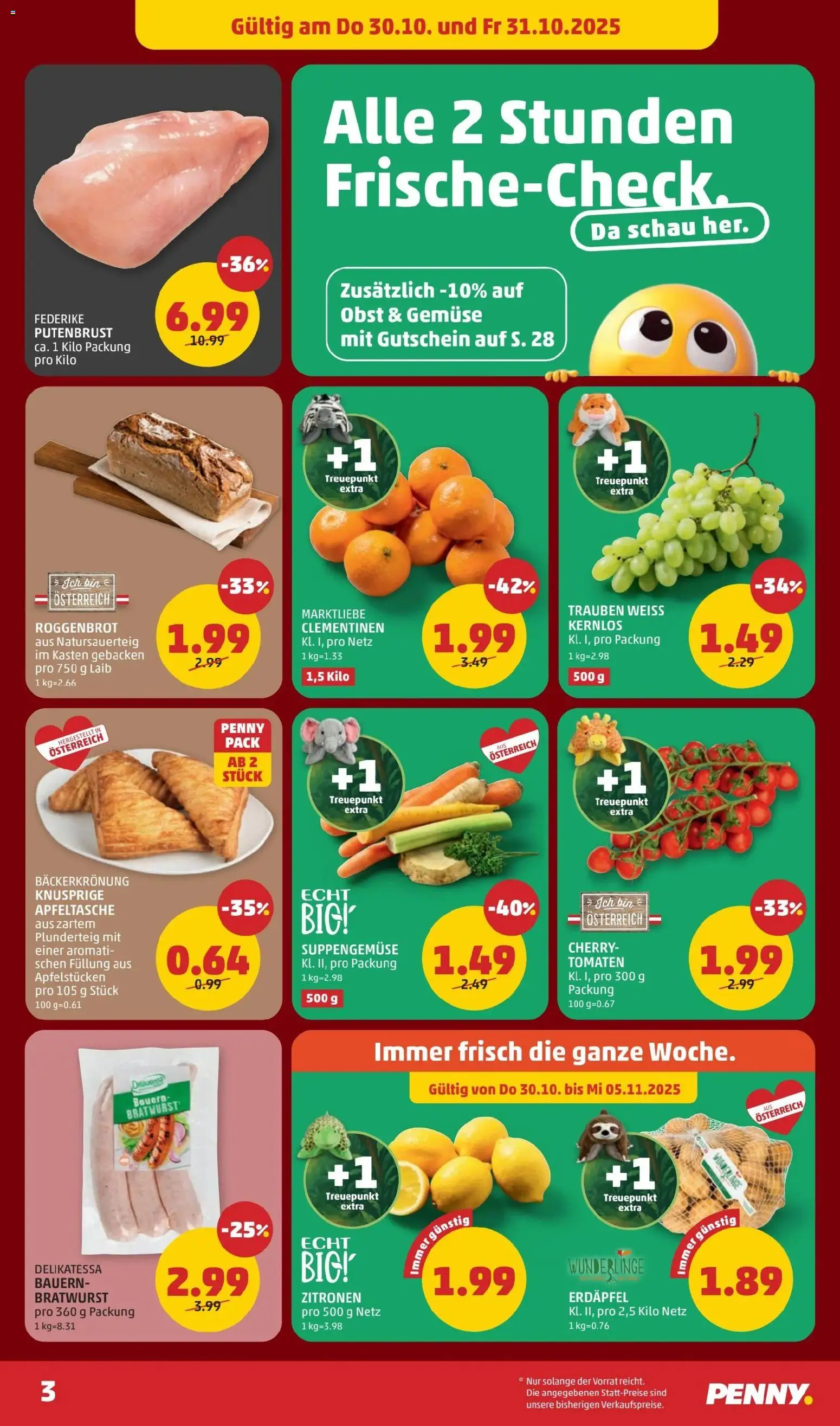 Penny Markt Flugblatt ab (30.10.2025) - Angebote, Prospekt | Seite: 3 | Produkte: Gemüse, Obst, Tomaten