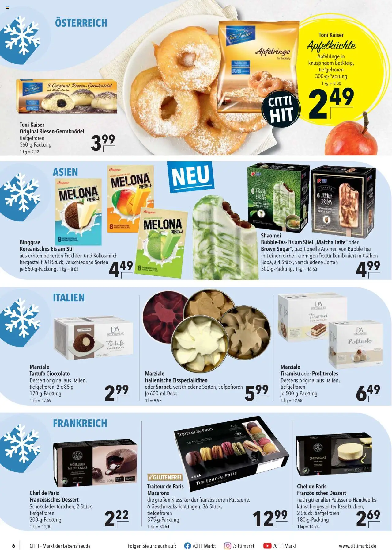 CITTI Markt  Tiefkühlwelt – gültig ab 15.10.2025 | Seite: 6 | Produkte: Zucker, Eis