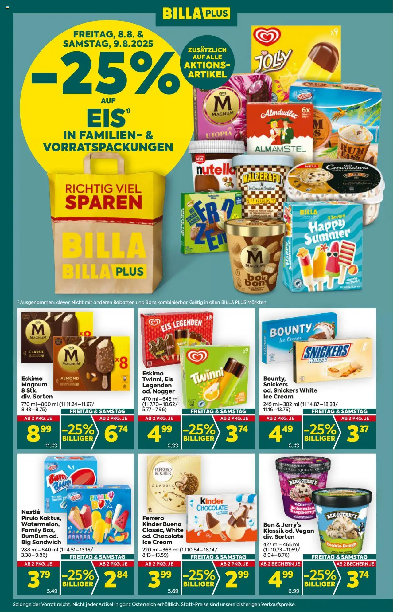 Billa Plus Flugblatt - Salzburg gültig ab 07.08.2025 | Seite: 2 | Produkte: Eis
