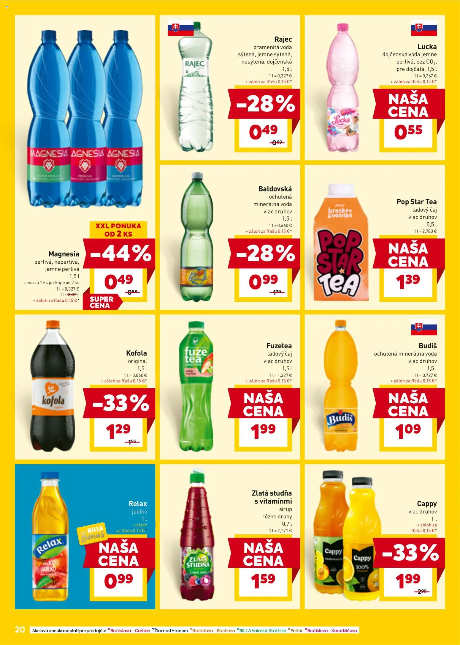 Nové Billa akcie – leták je platný od 30.03.2026 | Strana: 24 | Produkty: Čaj, Rajec, Lucka, Minerálna voda