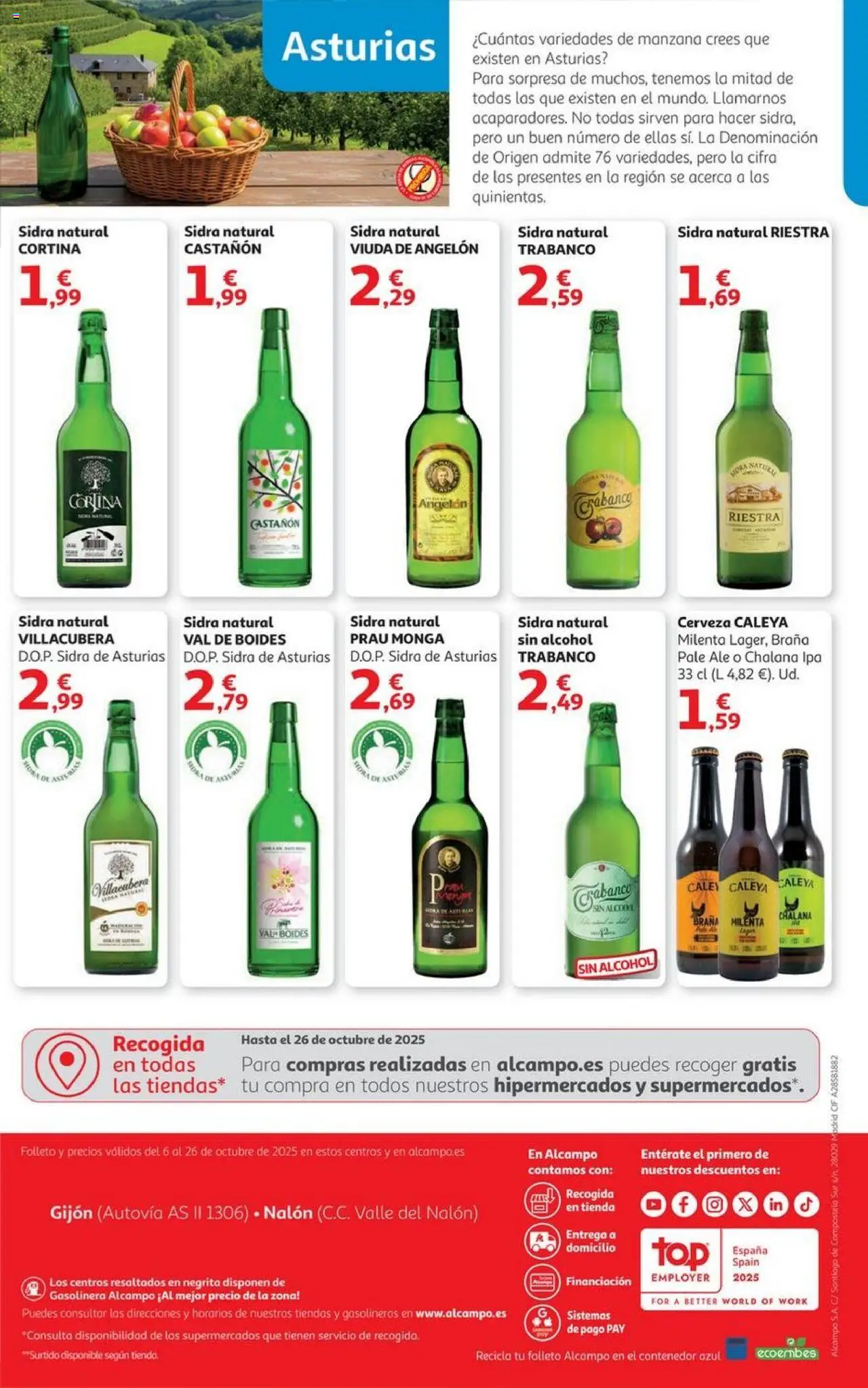 Alcampo - HG Asturias │ válido desde el 06.10.2025 | Página: 40 | Productos: Cortina, Cerveza, Manzana