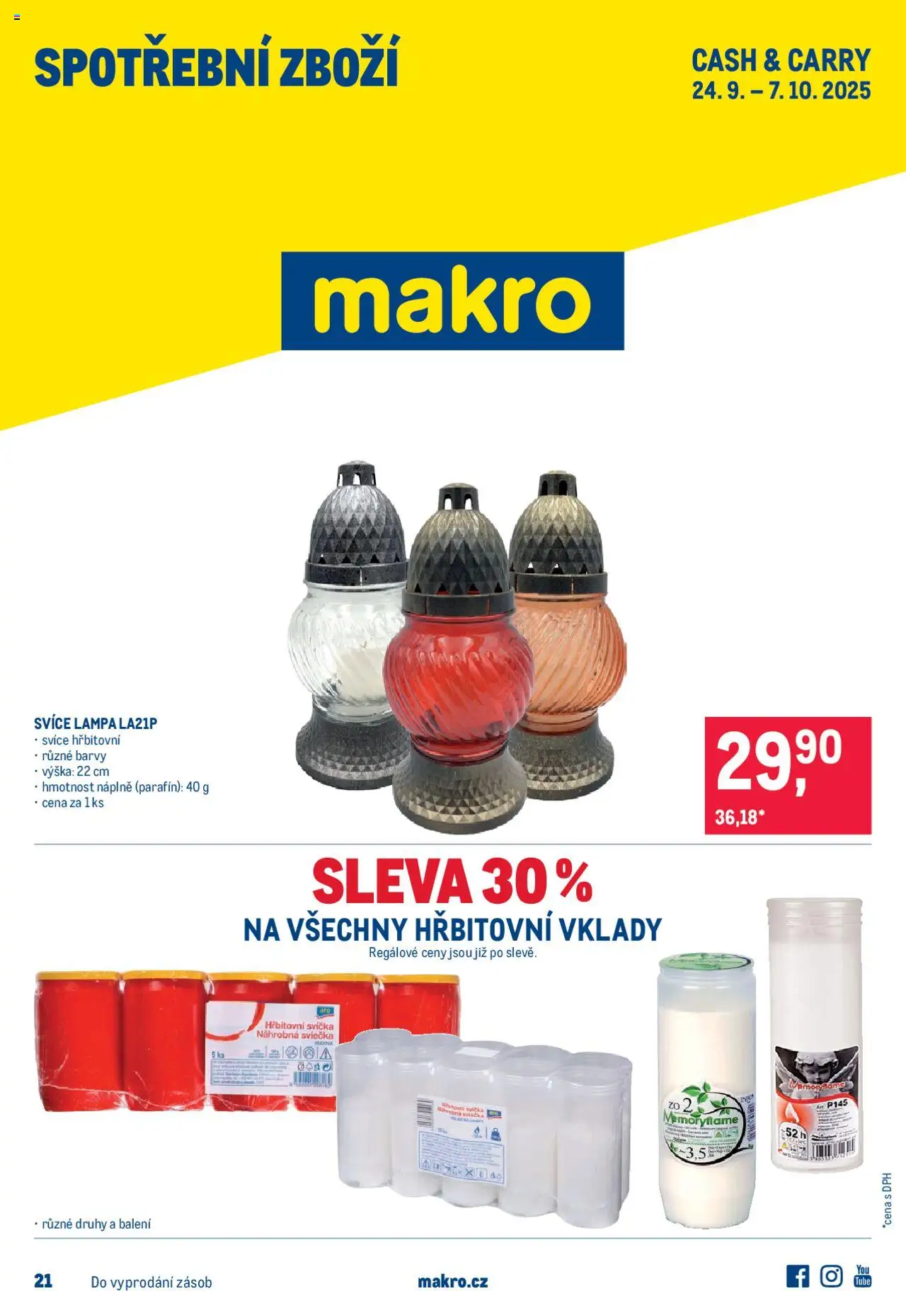 Makro leták - Spotřební zboží od 24.09.2025 | Strana: 1 | Produkty: Svíčka, Caro, Lampa, Barvy