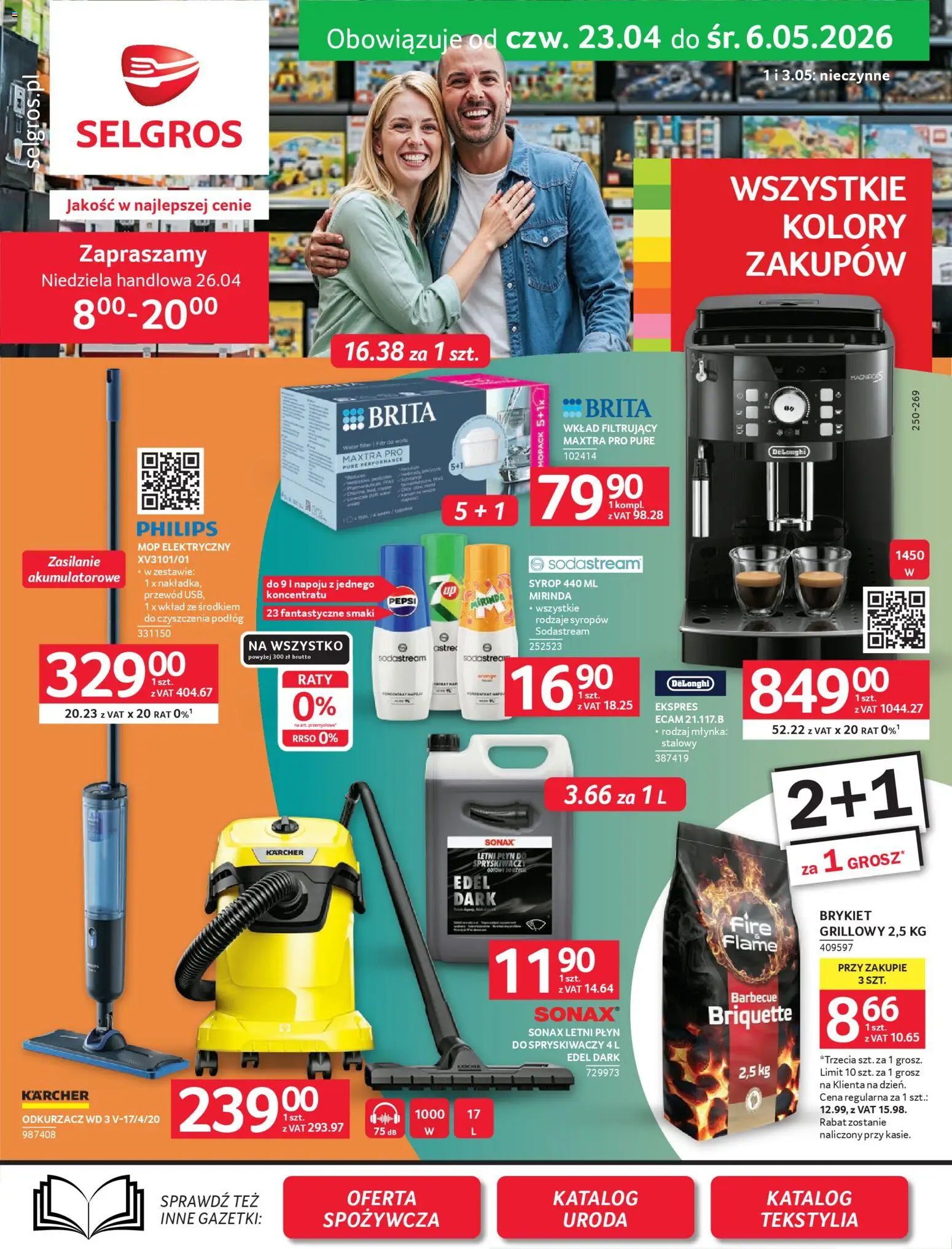 Selgros cash&carry gazetka - Oferta przemysłowa od 23.04.2026 | Strona: 1 | Produkty: Syrop, Filtr do wody, Odkurzacz, Płyn do spryskiwaczy