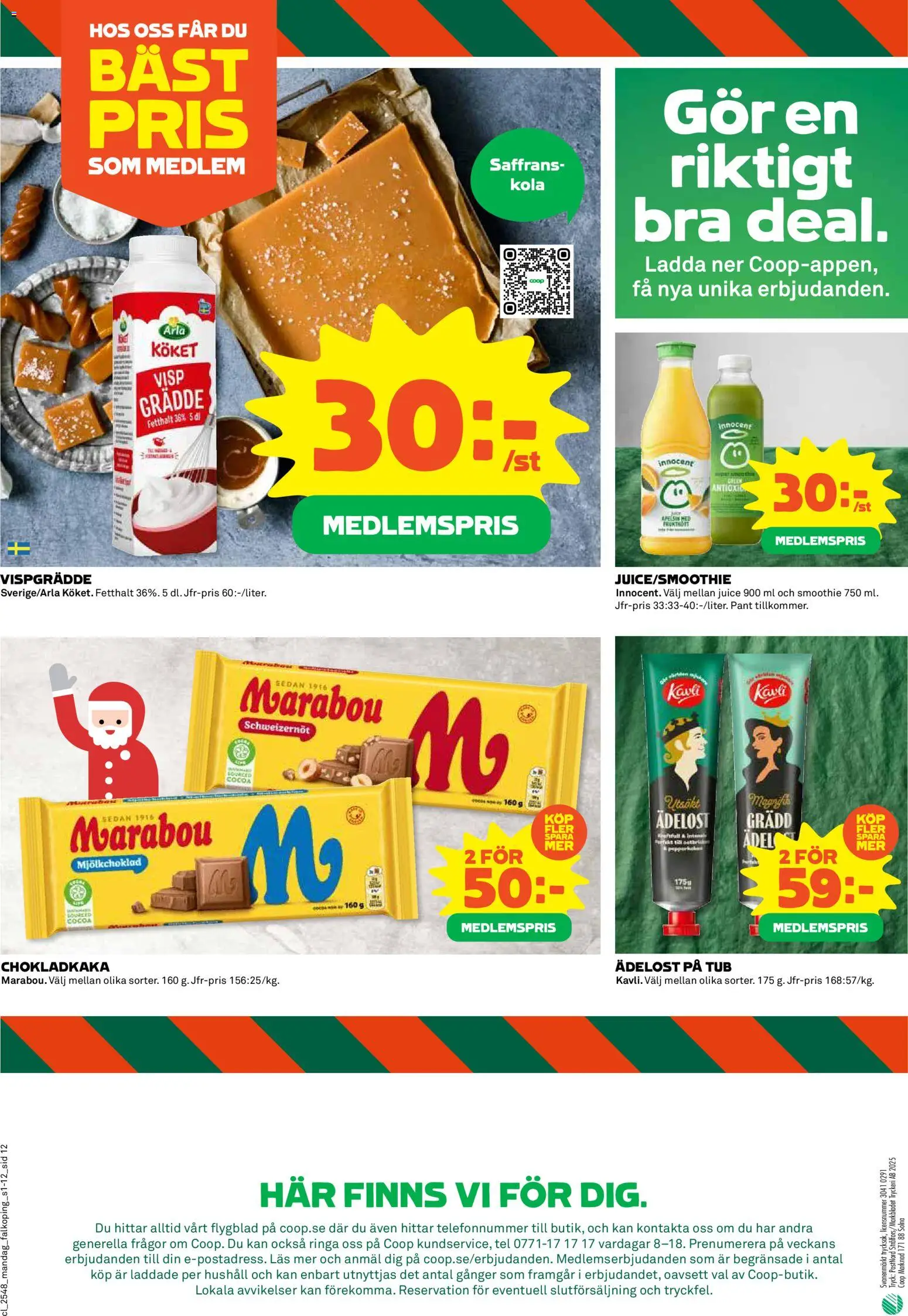 Coop reklamblad aktuell från 24.11.2025 | Sida: 12 | Produkter: Visp, Juice, Grädde, Vispgrädde