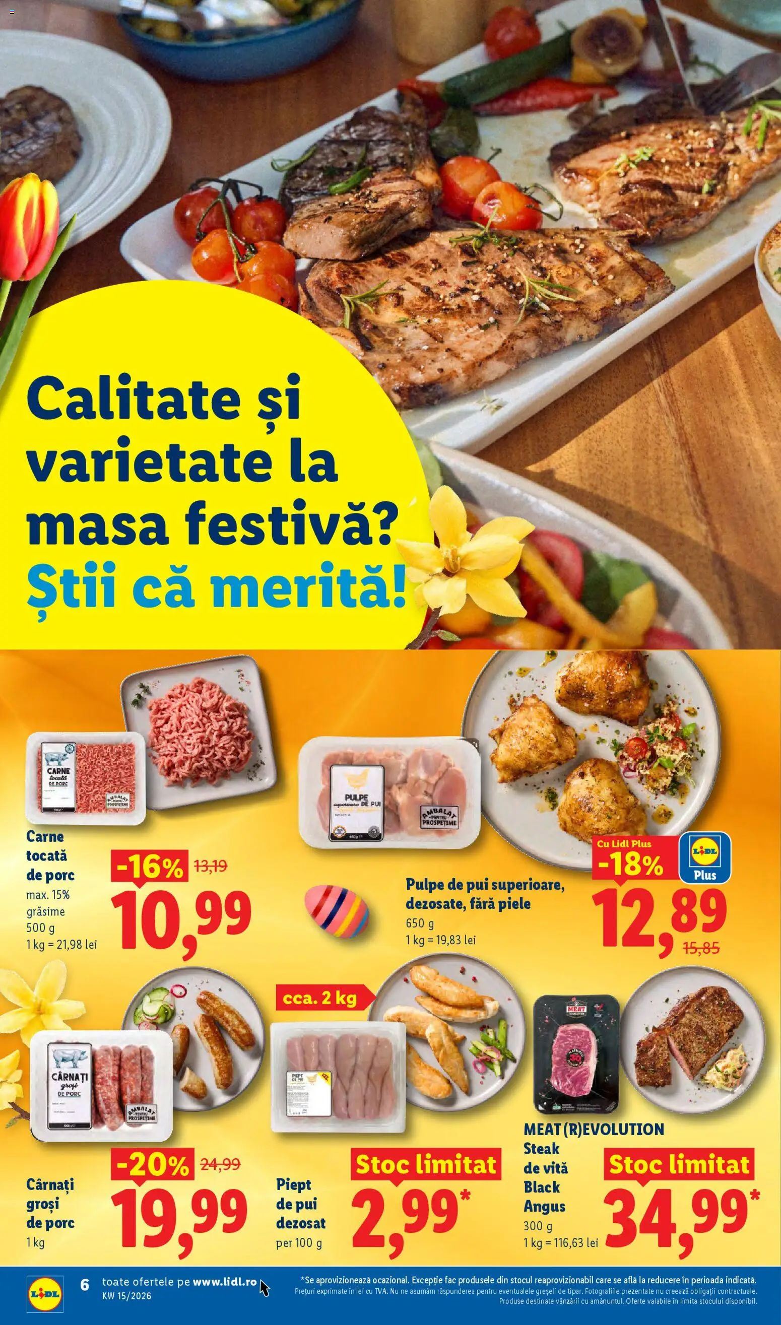 Noul catalog Lidl – valabil de la 06.04.2026 | Pagină: 6 | Produse: Masă, Hacıyatmaz Kedi Oyuncağı, Carne tocată, Cârnați