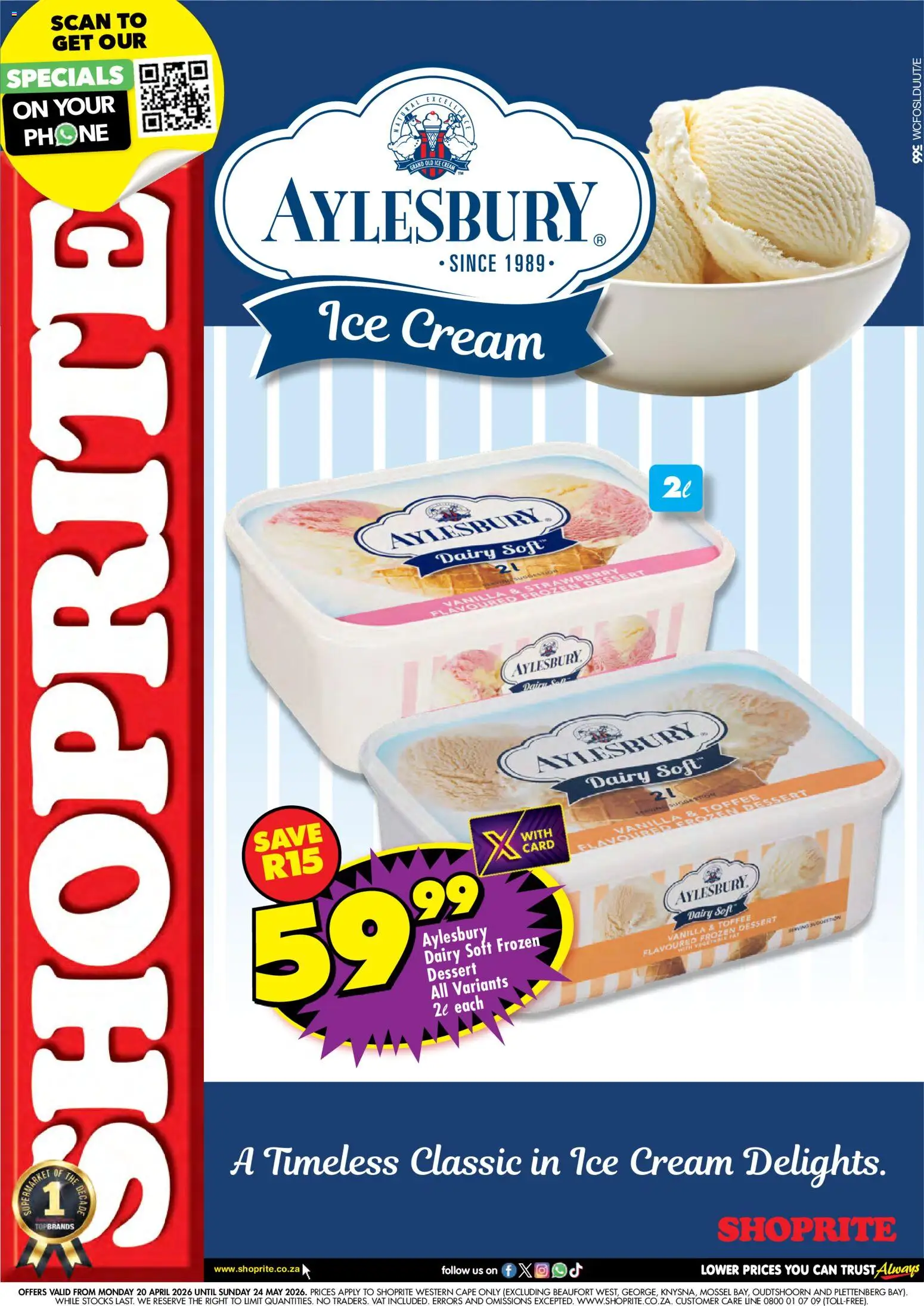 New Shoprite catalogue – valid from 20.04.2026 | Page: 1 | Products: Phone, Cap, Cream, Ice cream