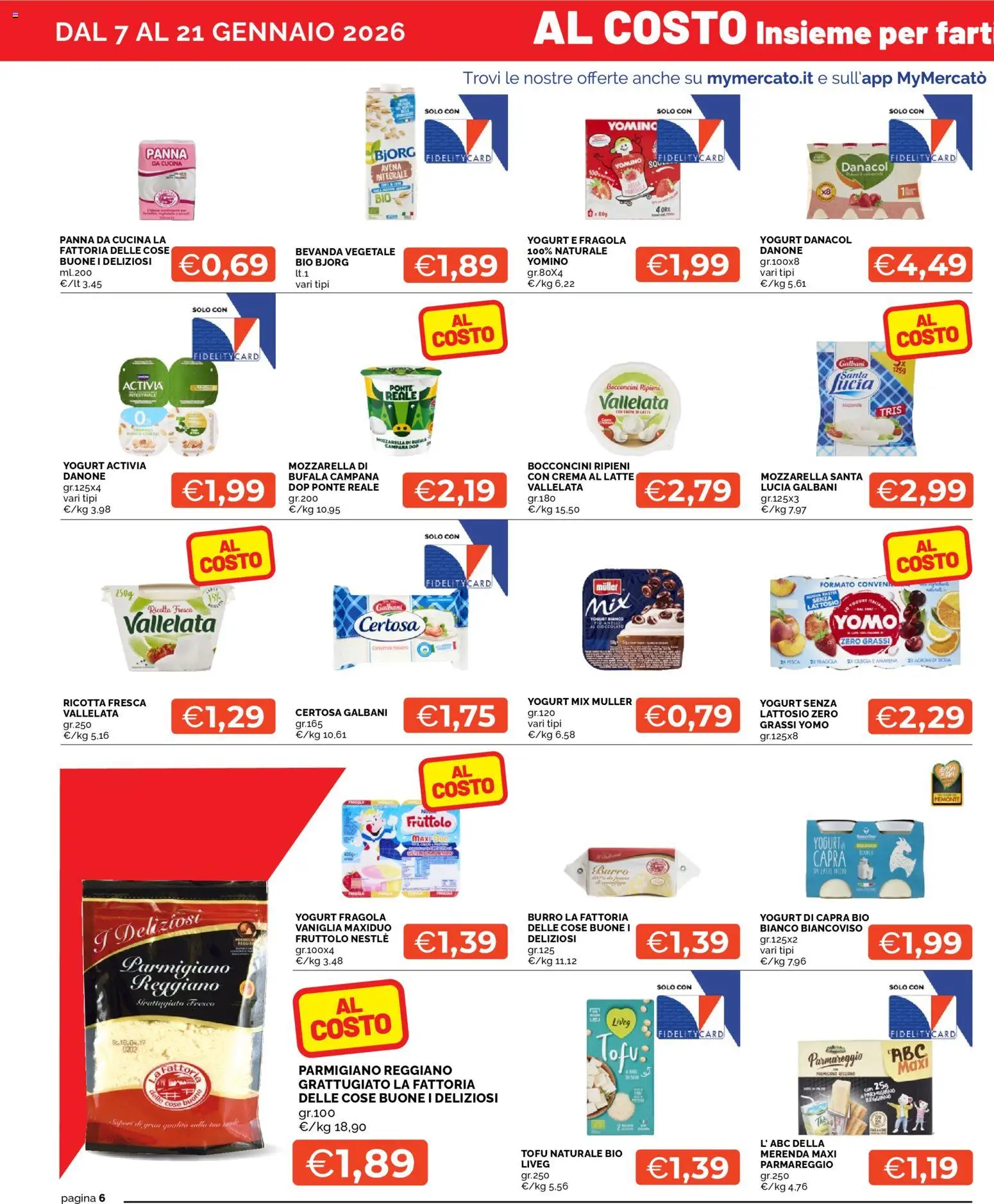 Volantino Mercatò del 07.01.2026 | Pagina: 6 | Prodotti: Crema, Yogurt, Latte, Burro