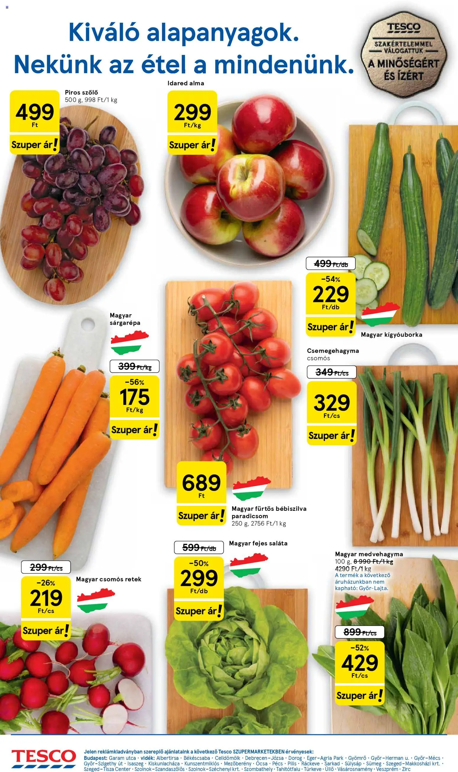 Tesco akciós ujság - amely érvényes a következő dátumtól: 31.03.2026 | Oldal: 2 | Termékek: Szőlő, Retek, Csemegehagyma, Saláta
