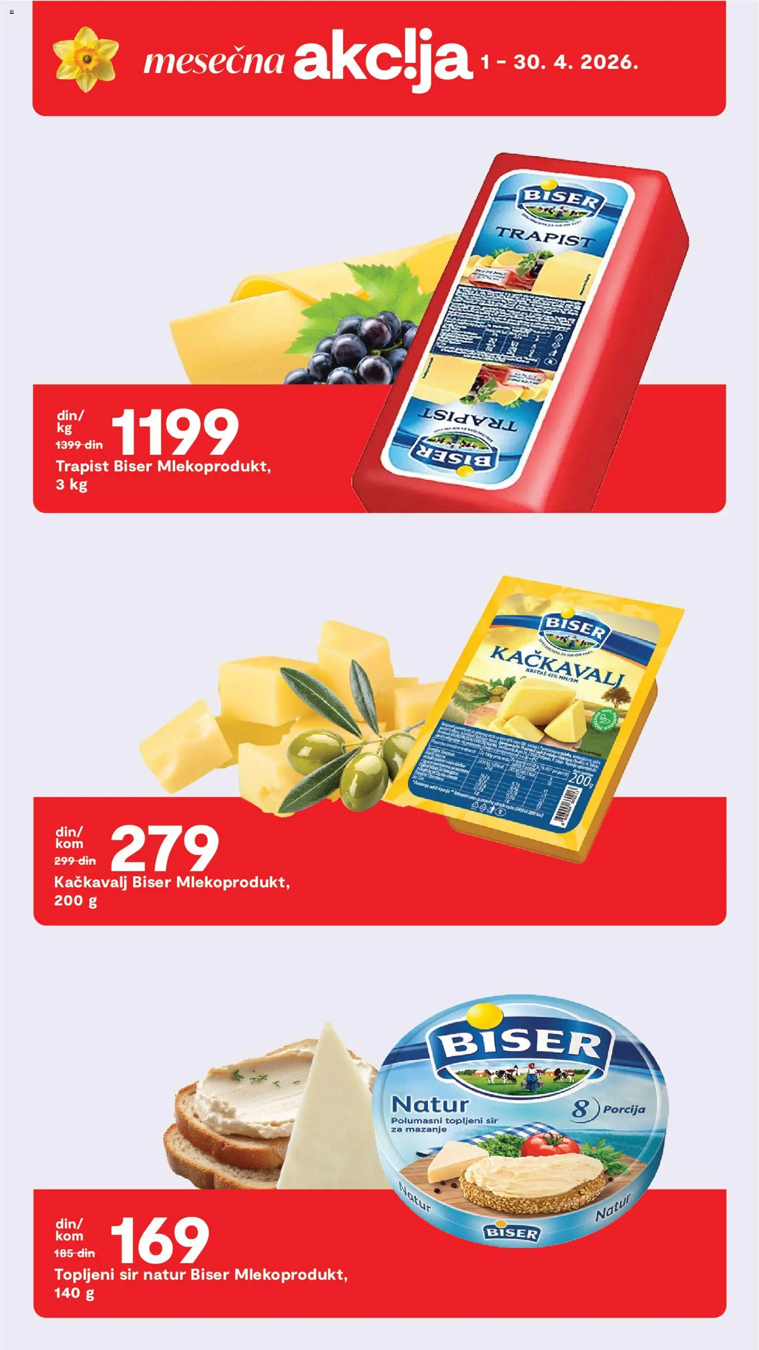 Matijevic katalog - važi od 01.04.2026 | Strana: 16 | Proizvode: Sir, Kačkavalj, Topljeni sir