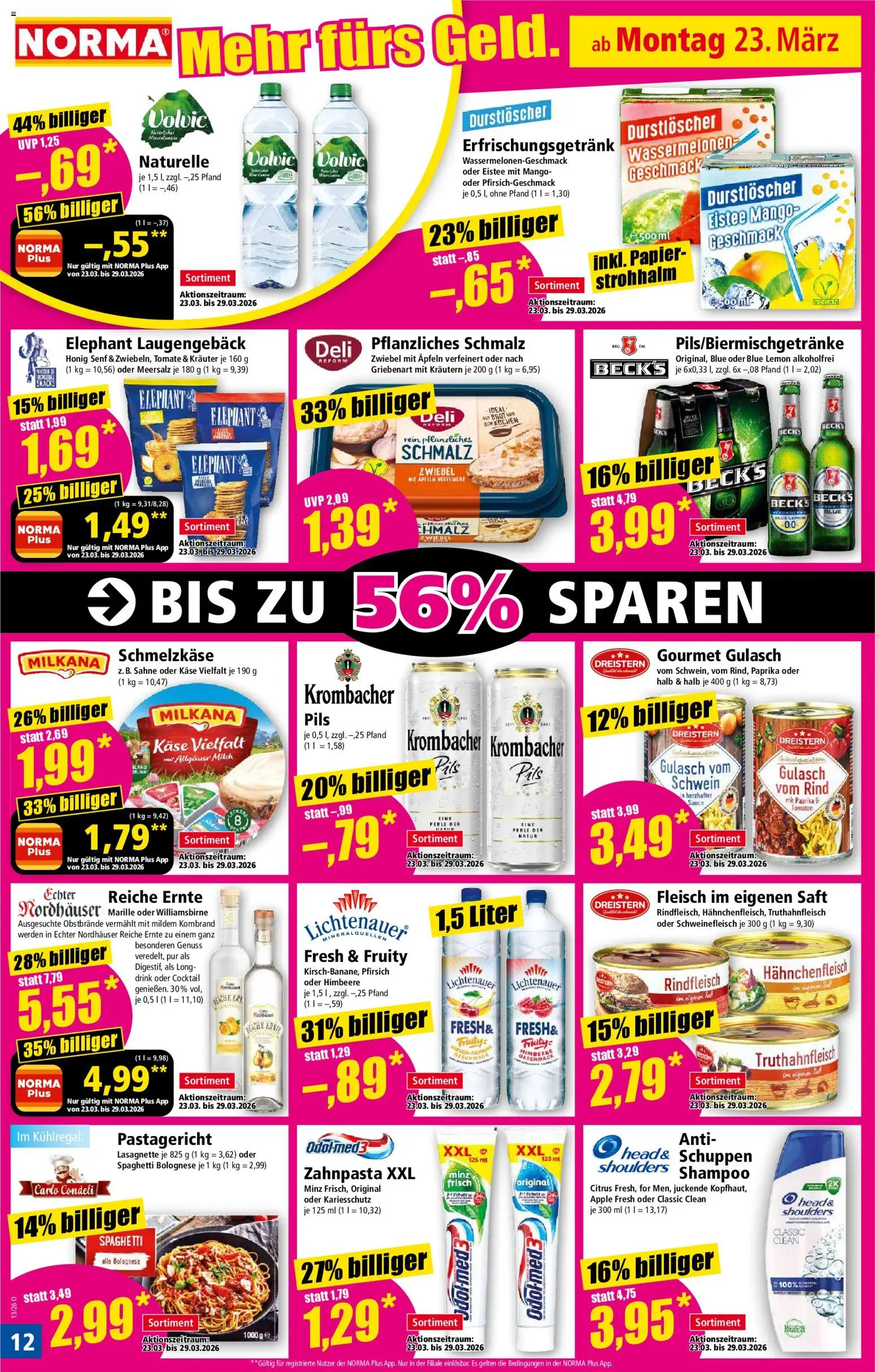 Norma Prospekt 	 – gültig ab 23.03.2026 | Seite: 12 | Produkte: Milch, Apple, Mango, Sahne