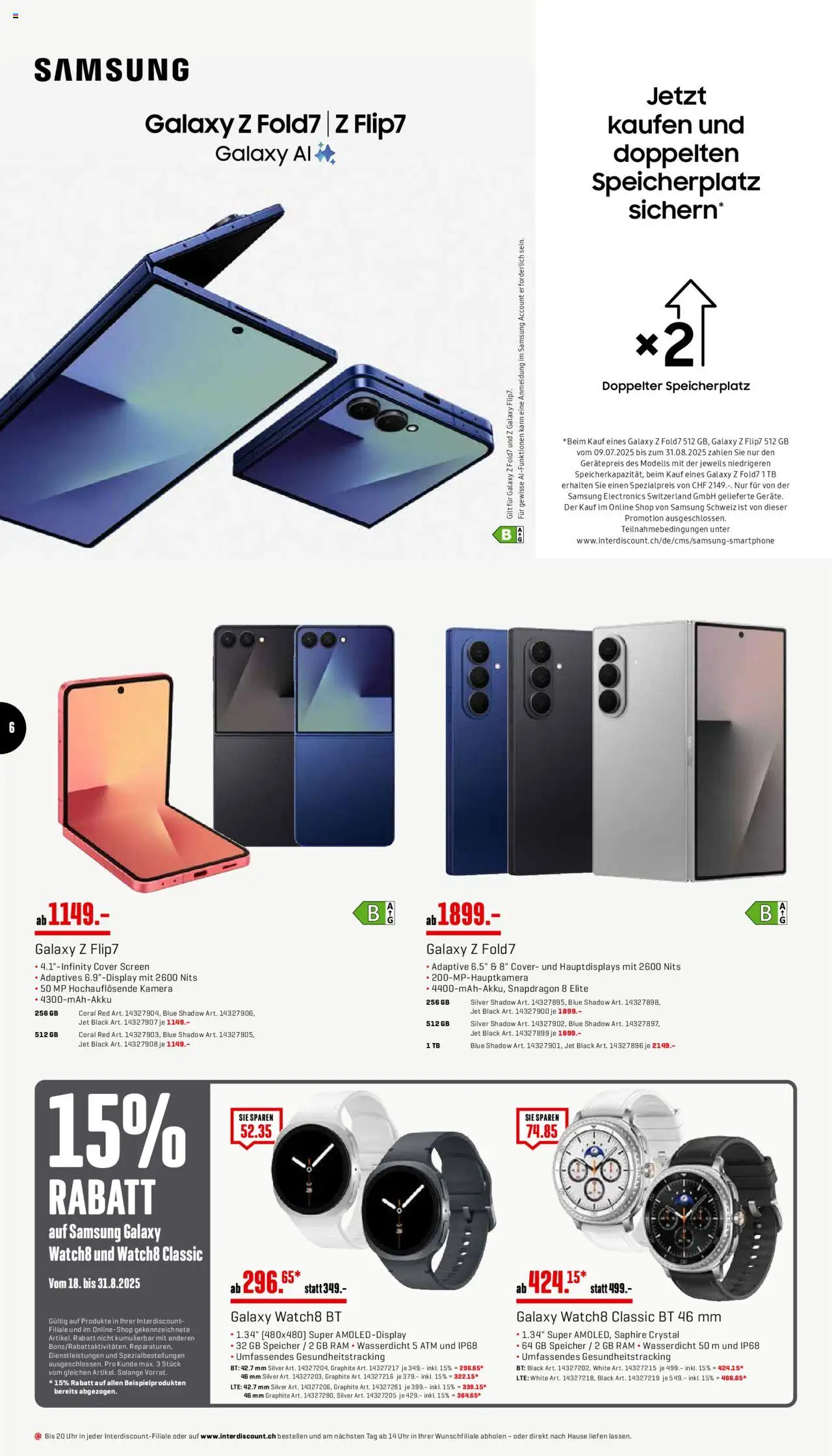 Interdiscount Aktionen ab 18.08.2025 | Seite: 6 | Produkte: Uhr, Kamera, Samsung