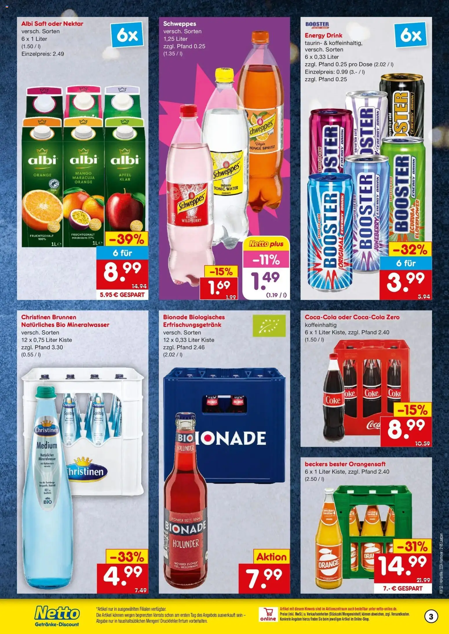 Netto Marken-Discount prospekt Hannover	 – gültig ab 22.12.2025 | Seite: 3 | Produkte: Energy, Orangensaft, Schweppes, Mango
