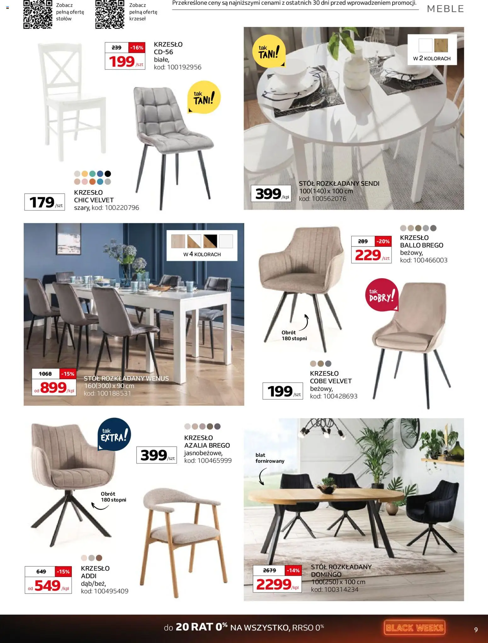 Komfort Black Friday od 29.10.2025 | Strona: 9 | Produkty: Azalia, Stół, Krzesło
