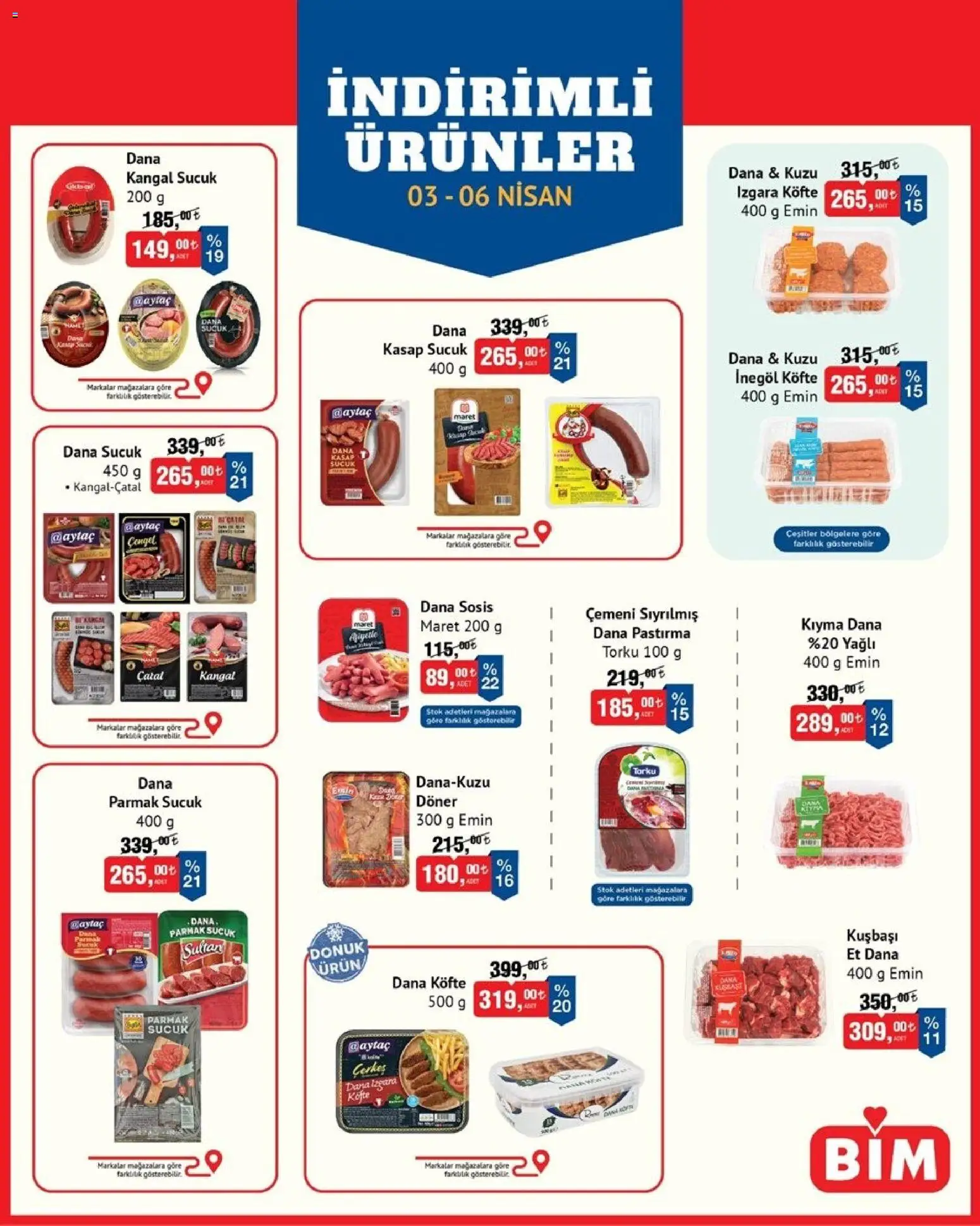 BİM - İndirimli Ürünler - 03.04.2026 tarihinden itibaren geçerlidir | Sayfa: 1 | Ürünler: Sosis, Izgara köfte, Izgara, Sucuk