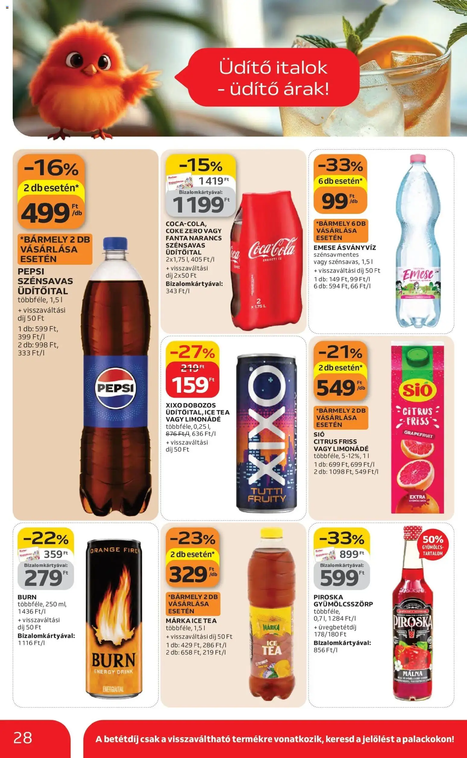 Auchan akciós ujság - amely érvényes a következő dátumtól: 26.02.2026 | Oldal: 28 | Termékek: Fanta, Limonádé, Ásványvíz, Tea