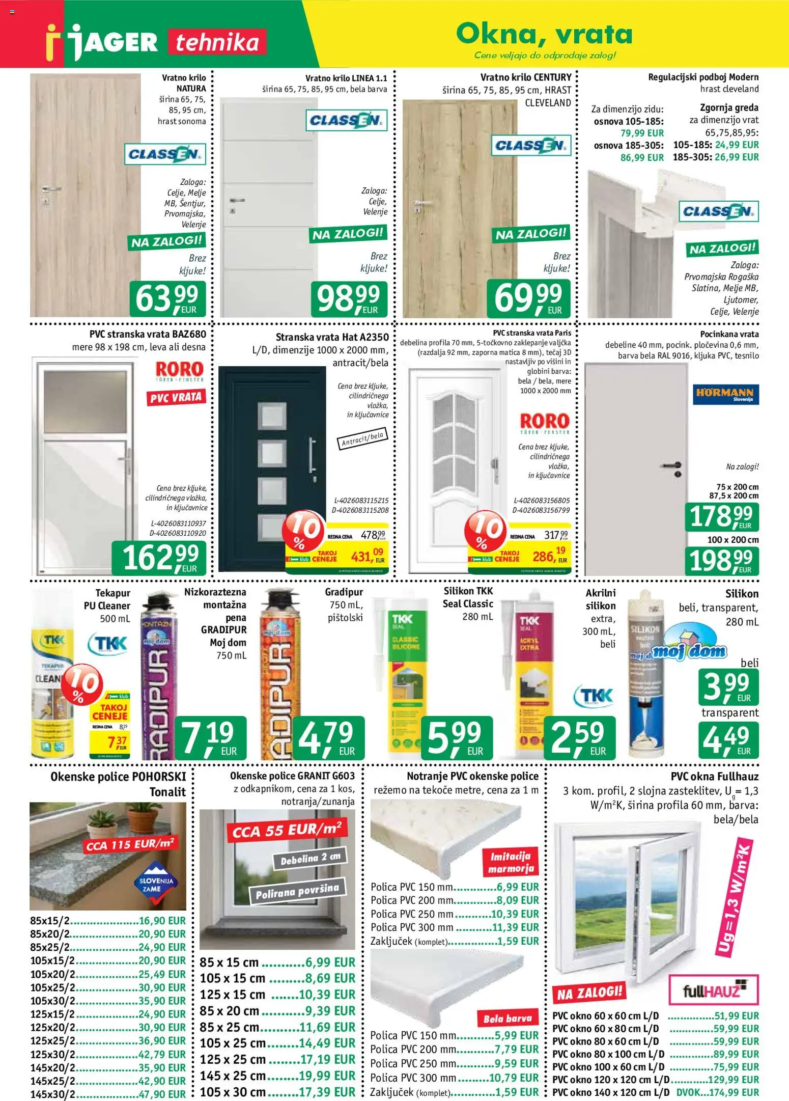 Novi Jager katalog ponudbe – veljaven od 08.04.2026 | Stran: 5 | Izdelki: Polica, PVC vrata, Silikon, Vrata