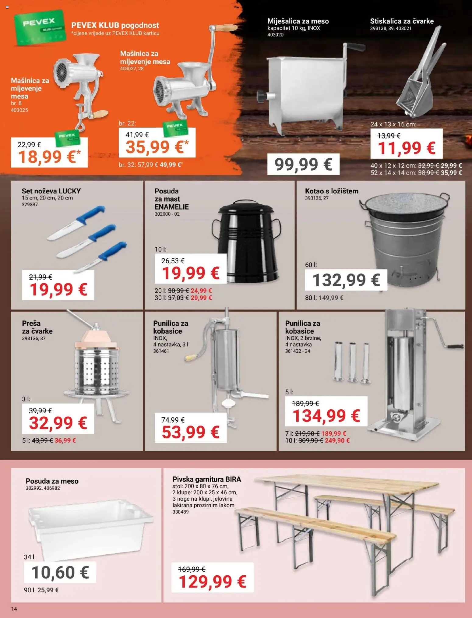 Pevex katalog | vrijedi od 23.10.2025 | Stranica: 14 | Proizvodi: Mast, Stol, Meso