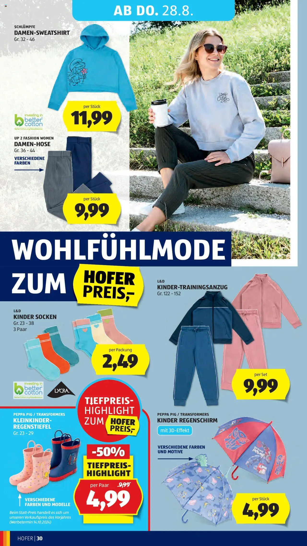 Hofer Flugblatt gültig ab 22.08.2025 | Seite: 34 | Produkte: Socken, Regenschirm