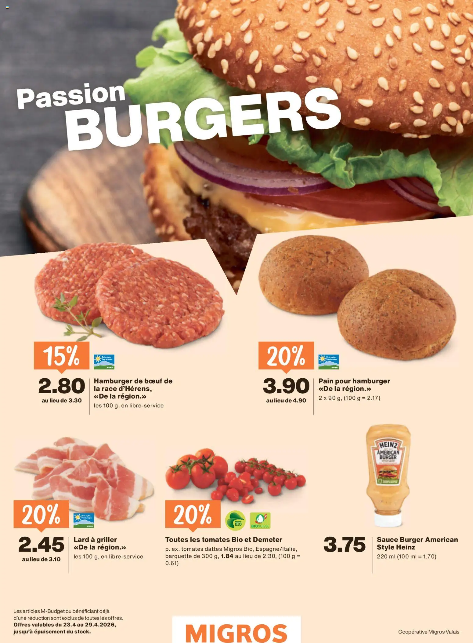 Migros aktionen FR – gültig ab 22.04.2026 | Seite: 32 | Produkte: Burger, Griller
