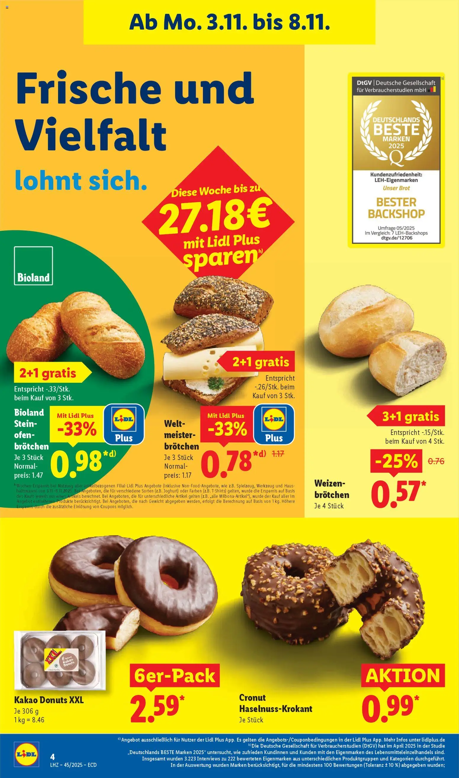 Lidl - Prospekt – gültig ab 03.11.2025 | Seite: 8 | Produkte: Ofen, Gewicht, Donuts, Brot