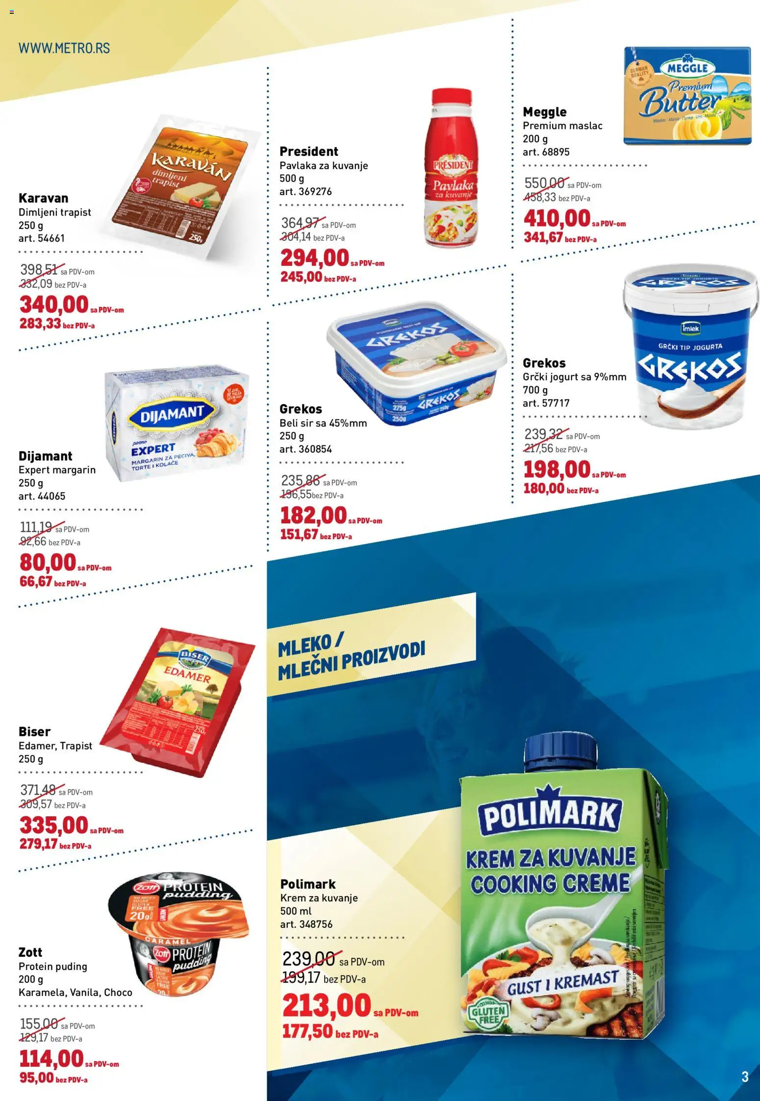 Metro katalog - važi od 22.01.2026 | Strana: 3 | Proizvode: Edamer, Mleko, Jogurt, Pavlaka