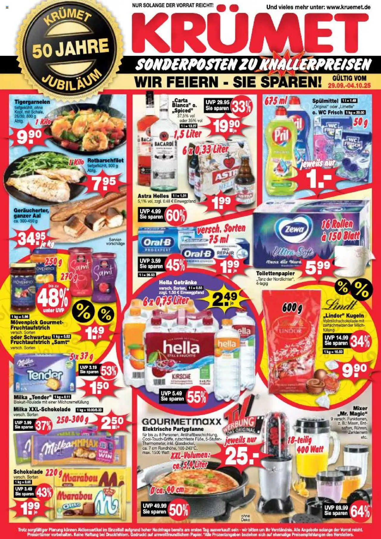 KRÜMET Prospekt – gültig ab 29.09.2025 | Seite: 1 | Produkte: Mixer, Schokolade, Astra, Toilettenpapier