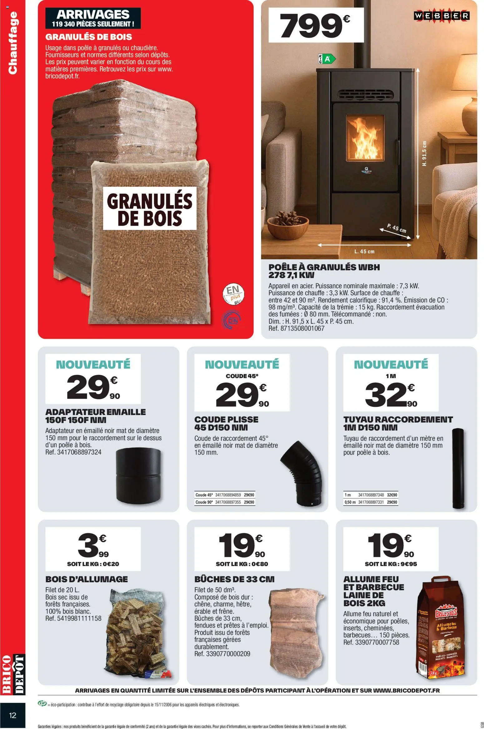 {H1} | Page: 12 | Produits: Adaptateur, Poêle, Mètre, Granules de bois