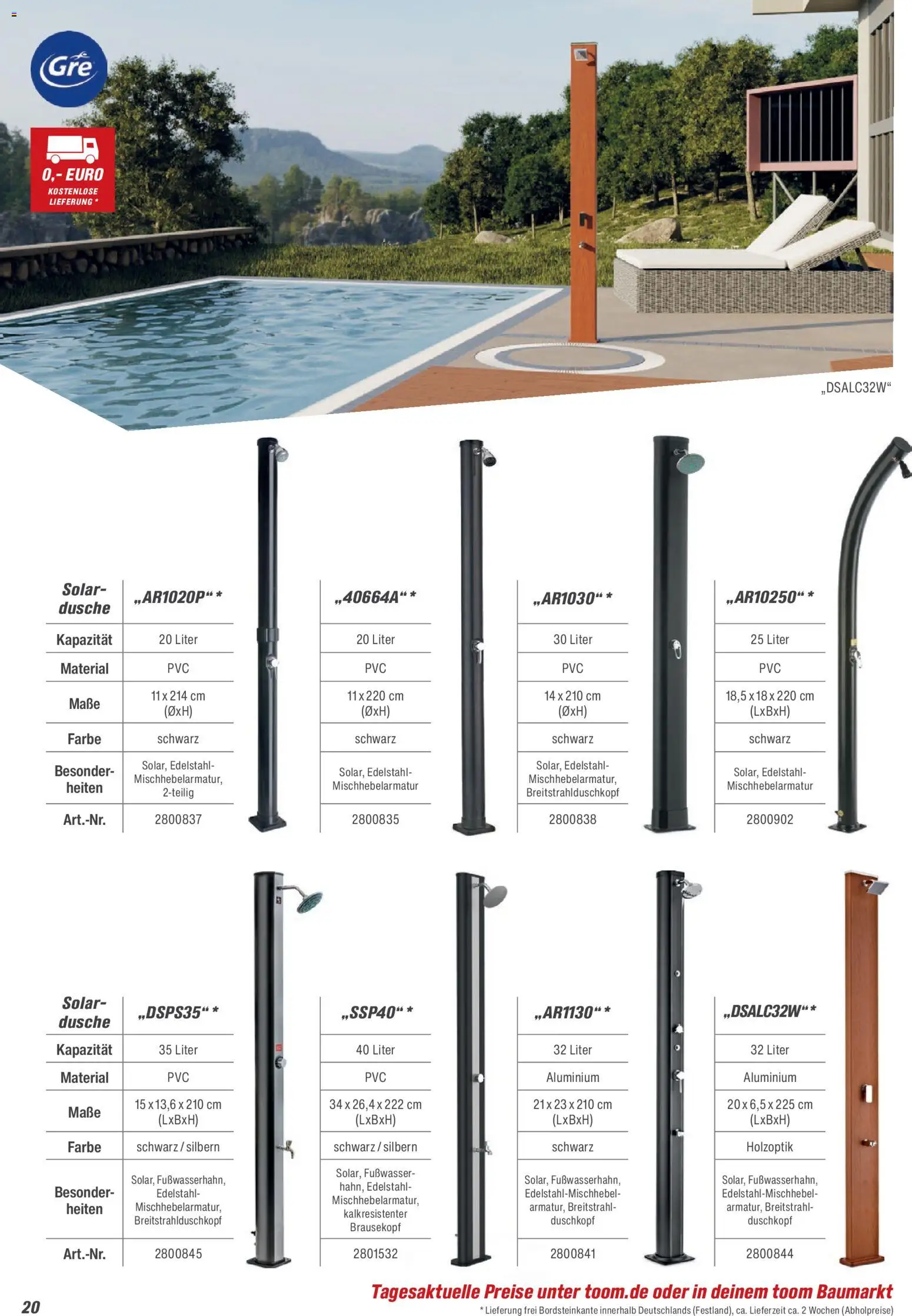 Toom Baumarkt - Pool, Sauna & Klima 2026 – gültig ab 14.03.2026 | Seite: 20 | Produkte: Dusche, Duschkopf