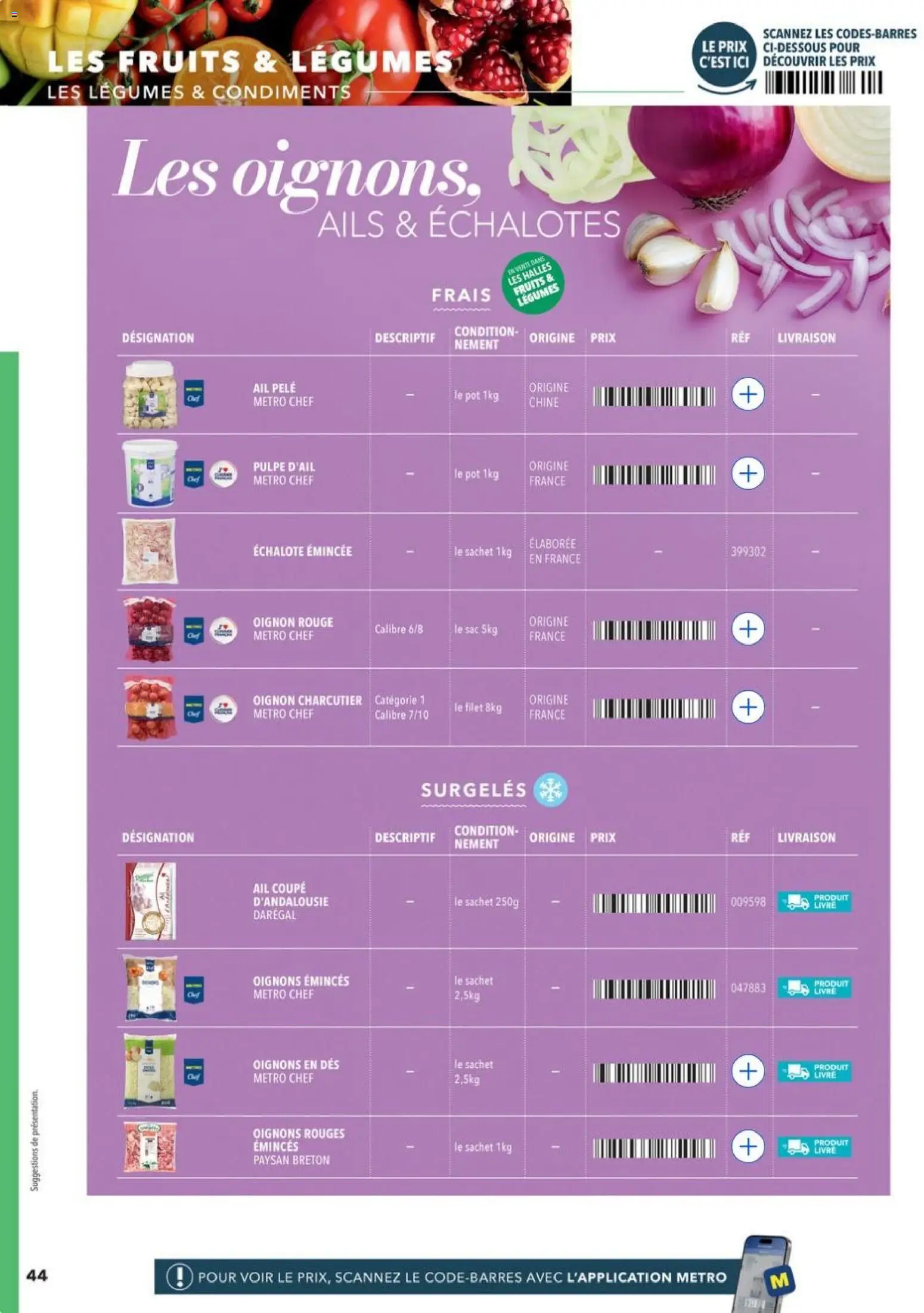 {H1} | Page: 44 | Produits: Ail, Pele, Oignon, Oignons