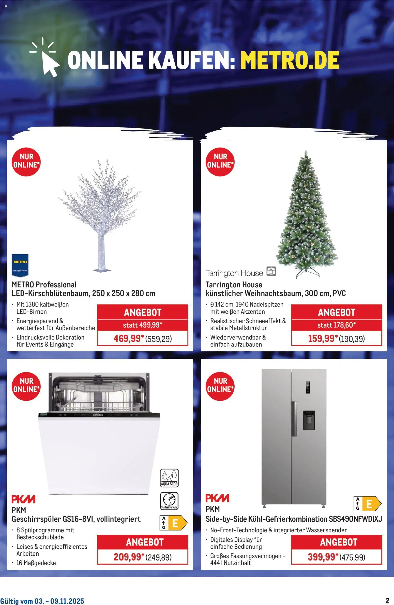 Metro Online: Wochen-Angebote – gültig ab 03.11.2025 | Seite: 3 | Produkte: Geschirrspüler, Kühlgefrierkombination